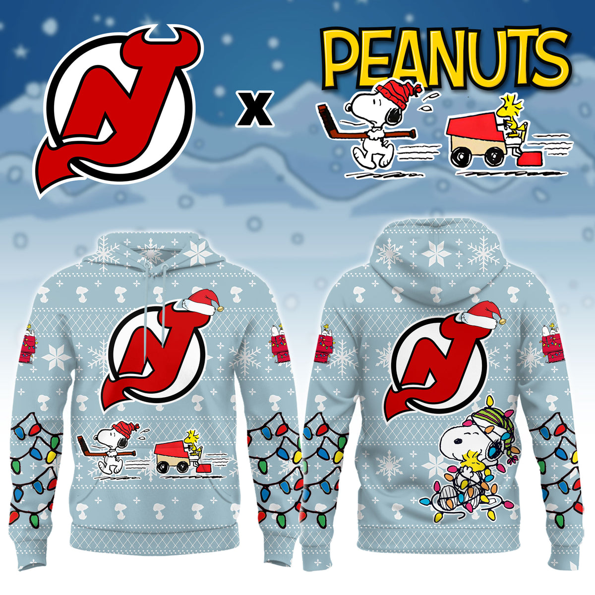 .New Jersey Devils x Peanuts 2026 Christmas Limited Edition Hoodie NN