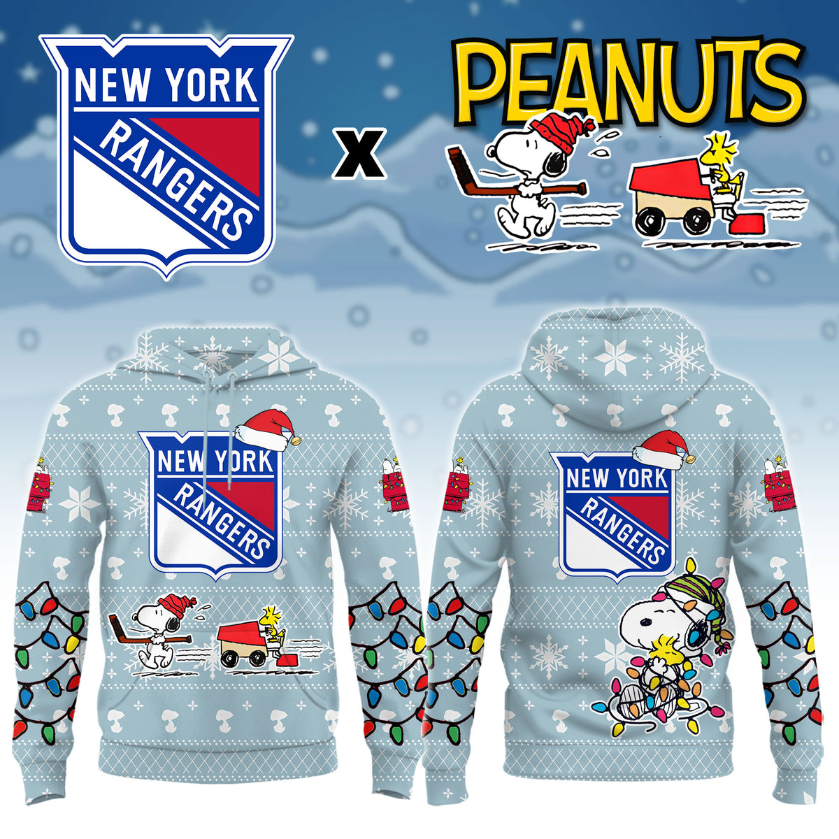 .New York Rangers x Peanuts 2026 Christmas Limited Edition Hoodie NN