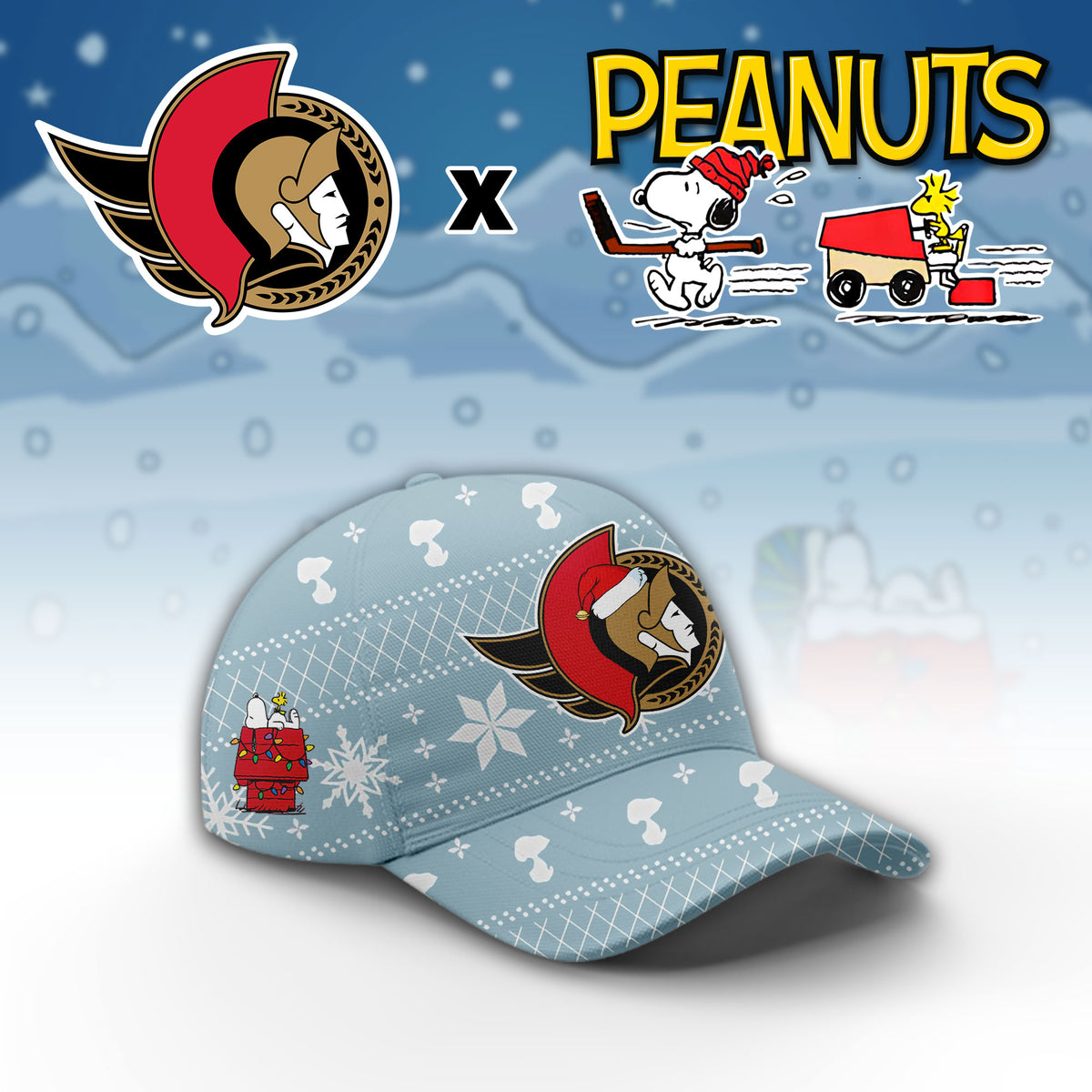 .Ottawa Senators x Peanuts 2026 Christmas Limited Edition Hoodie NN