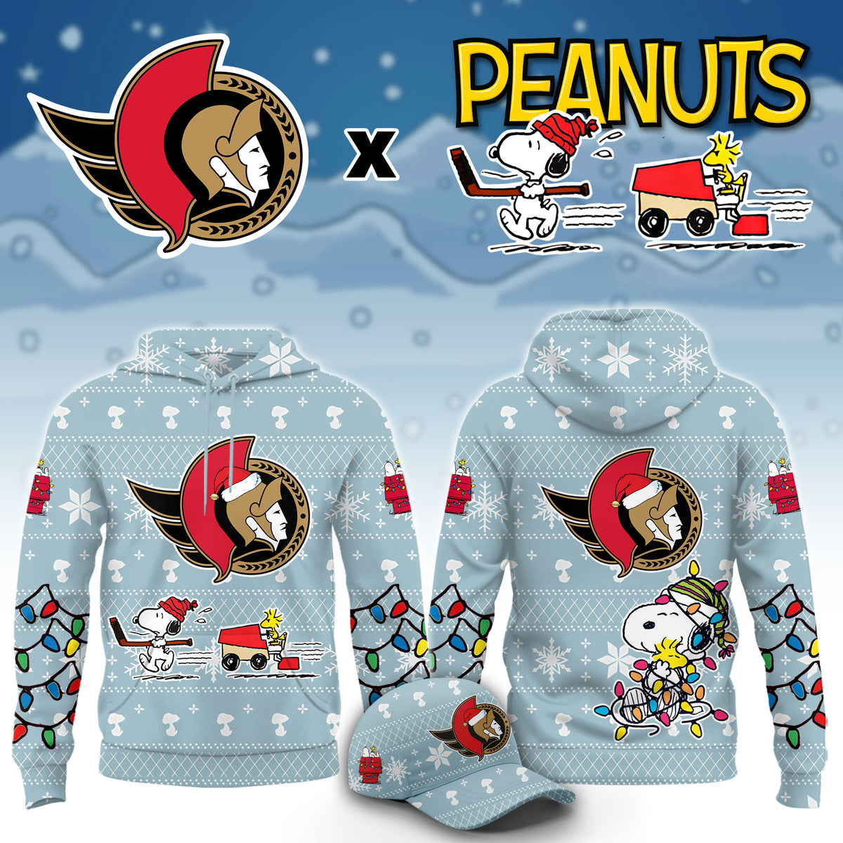 .Ottawa Senators x Peanuts 2026 Christmas Limited Edition Hoodie NN