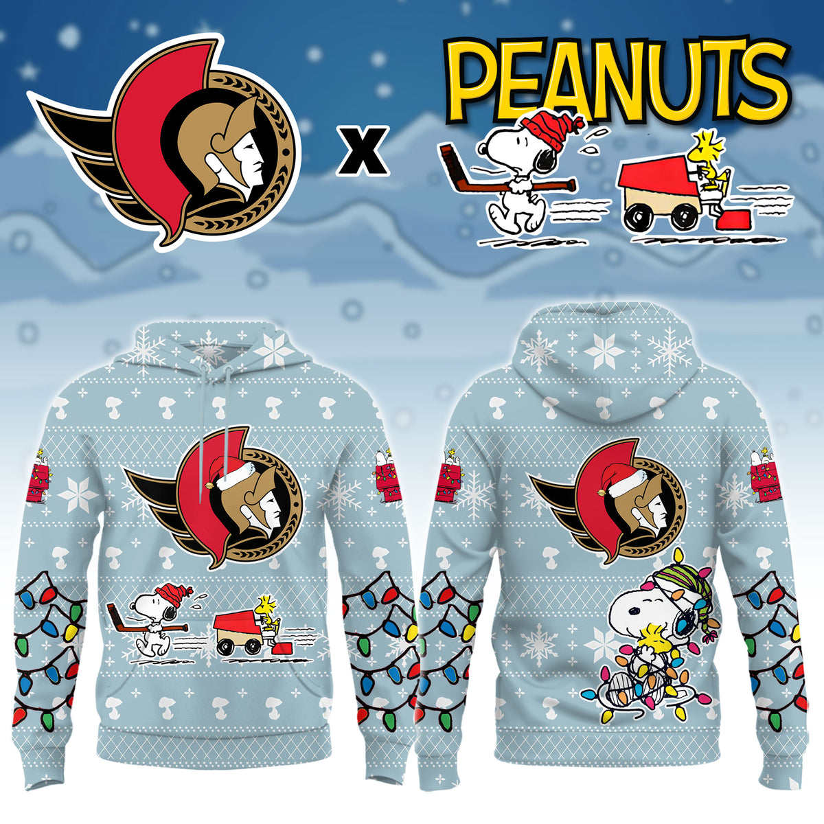 .Ottawa Senators x Peanuts 2026 Christmas Limited Edition Hoodie NN