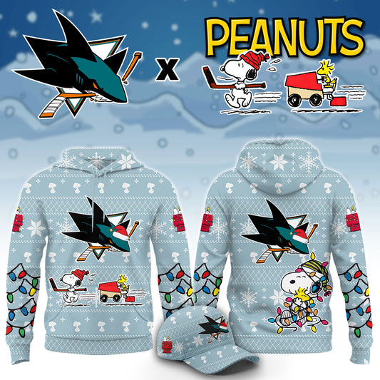 .San Jose Sharks x Peanuts 2026 Christmas Limited Edition Hoodie NN