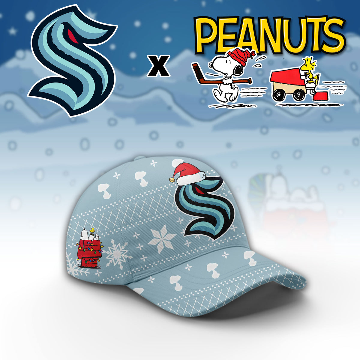 .Seattle Kraken x Peanuts 2026 Christmas Limited Edition Hoodie NN