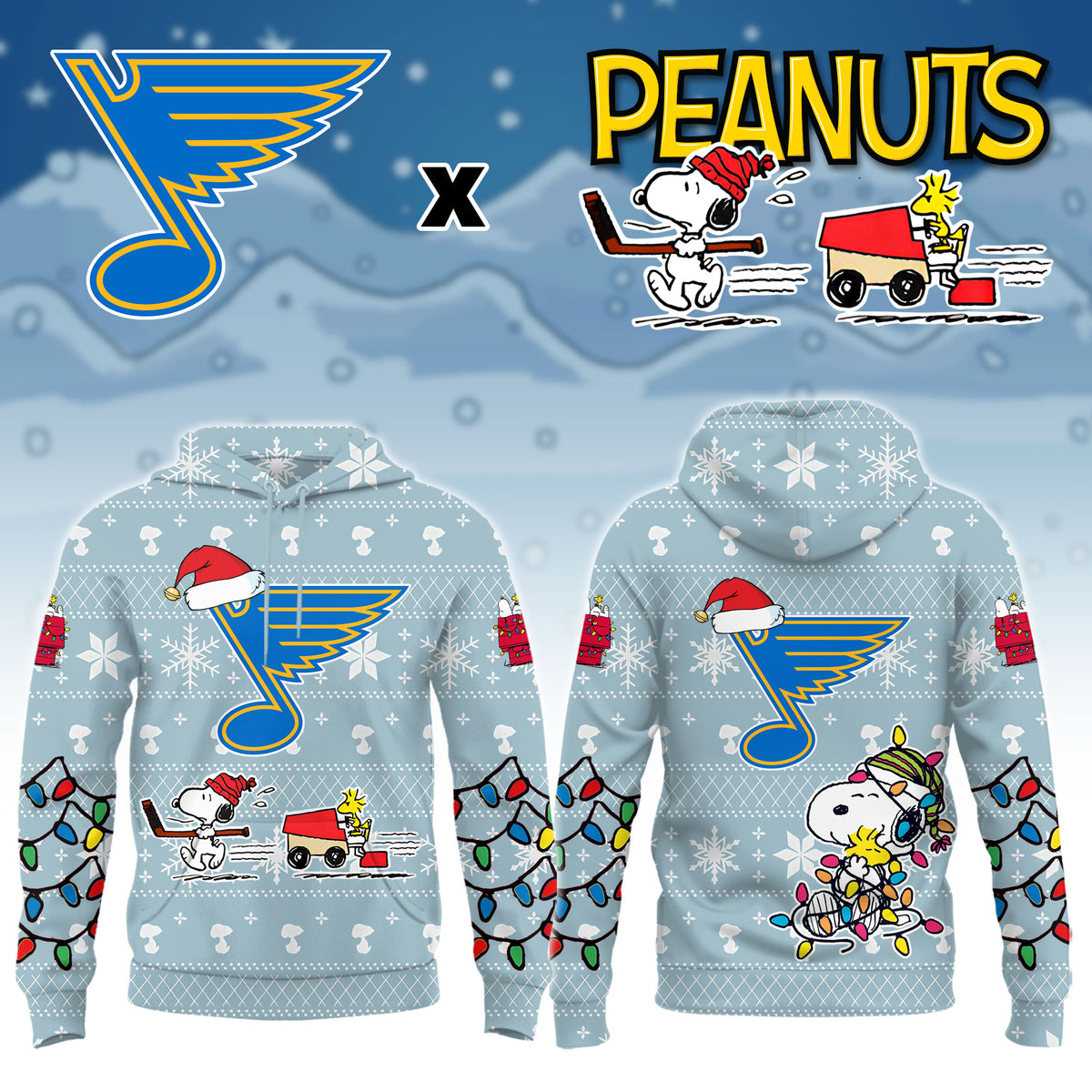 St. Louis Blues x Peanuts 2026 Christmas Limited Edition Hoodie NN