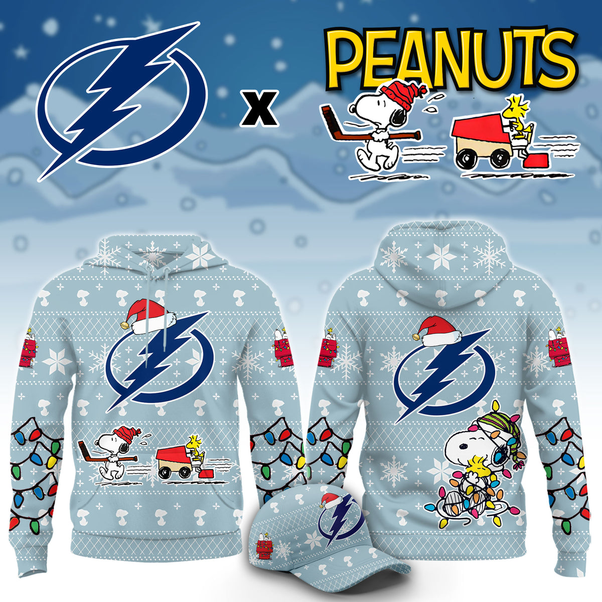 Tampa Bay Lightning x Peanuts 2026 Christmas Limited Edition Hoodie NN