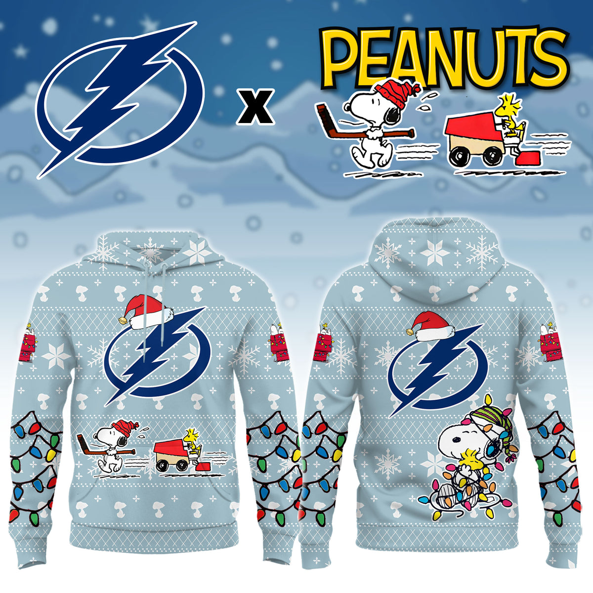 Tampa Bay Lightning x Peanuts 2026 Christmas Limited Edition Hoodie NN