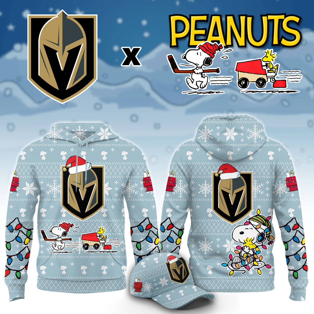 ....Vegas Golden Knights x Peanuts 2026 Christmas Limited Edition Hoodie NN