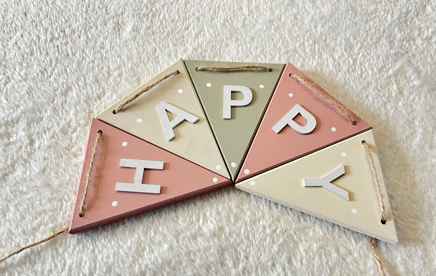 Pastel Wooden Happy Birthday Banner: Personalised Party Decor