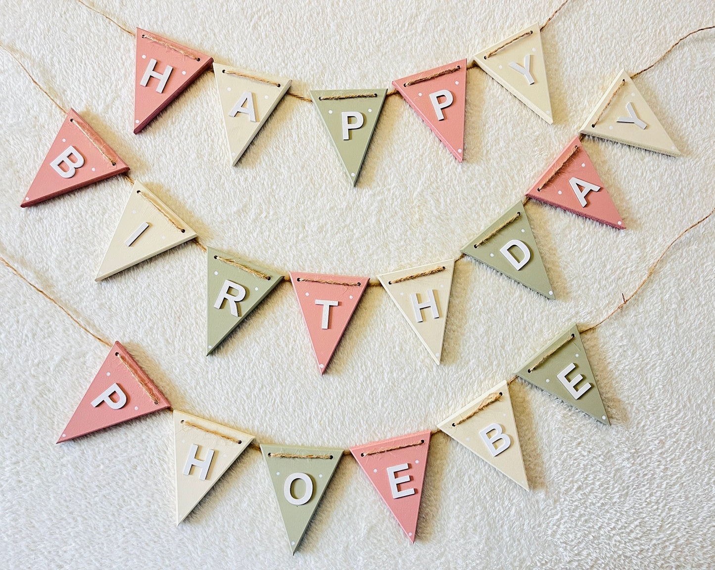 Pastel Wooden Happy Birthday Banner: Personalised Party Decor