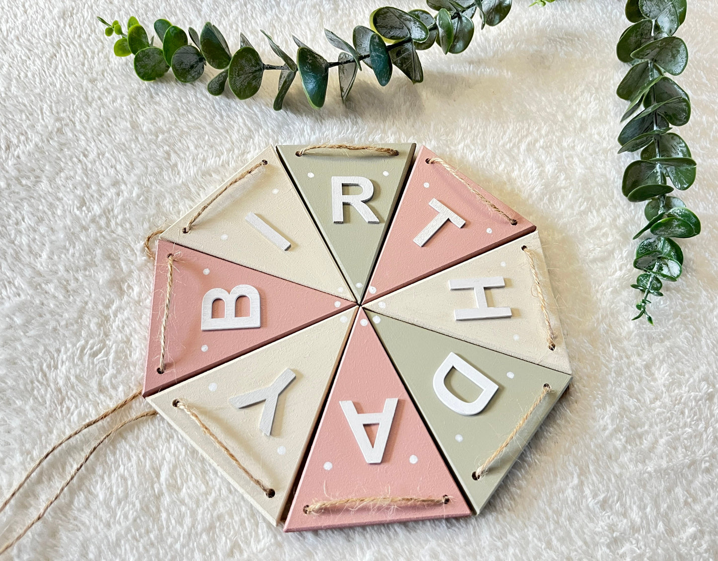 Pastel Wooden Happy Birthday Banner: Personalised Party Decor