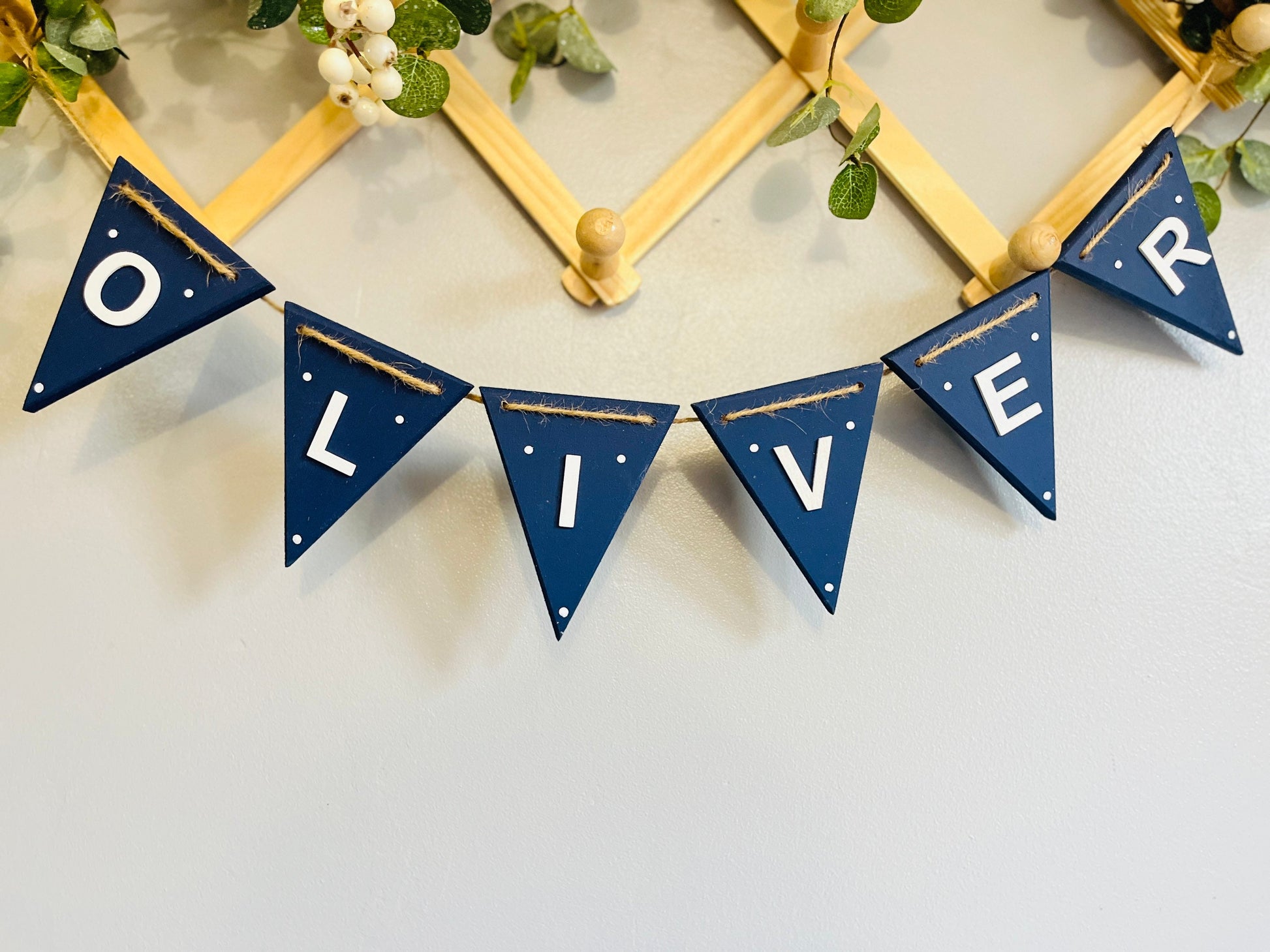 Personalised Wooden Name Bunting: Sage Green Nursery Decor