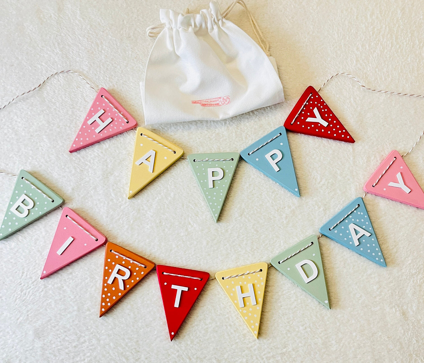 Rainbow Happy Birthday Wooden Bunting Pastel Party Decor kids party decoration reusable party garland birthday banner sign for daughter