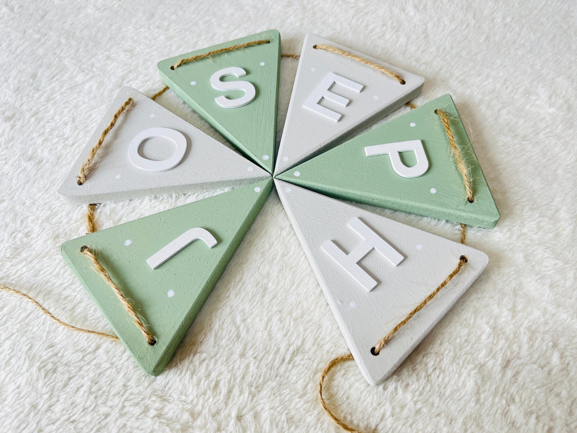 Personalised Wooden Name Bunting: Sage Green Nursery Decor