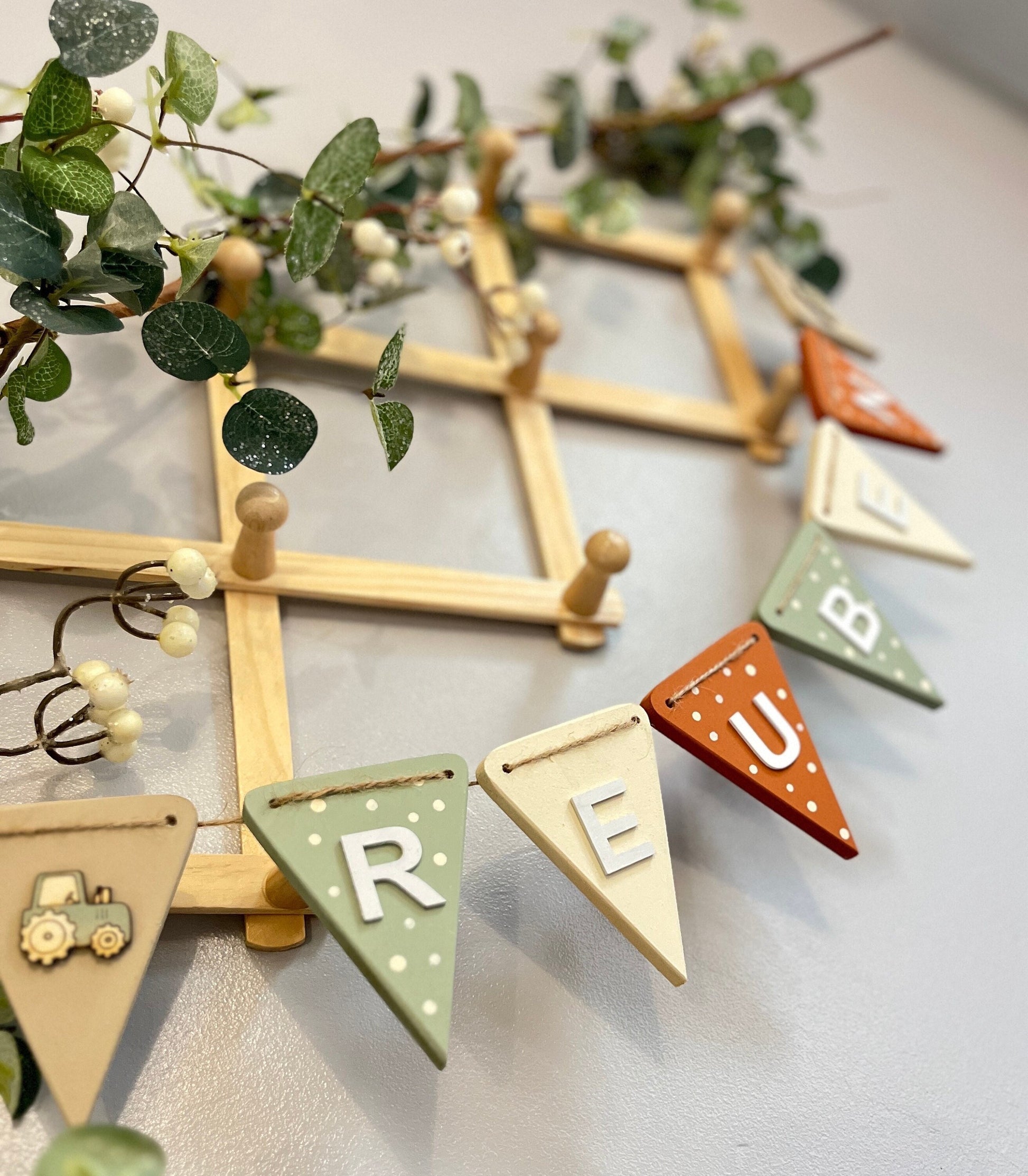 Personalised Farm Bunting Tractor Nursery Garland farmyard animal nursery decor boys tractor bedroom decoration gift baby boy farm nursery