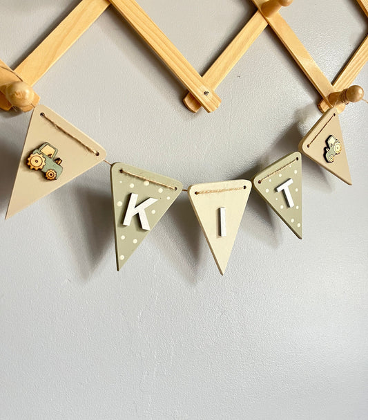 Personalised Farm Bunting Tractor Nursery Garland farmyard animal nursery decor boys tractor bedroom decoration gift baby boy farm nursery