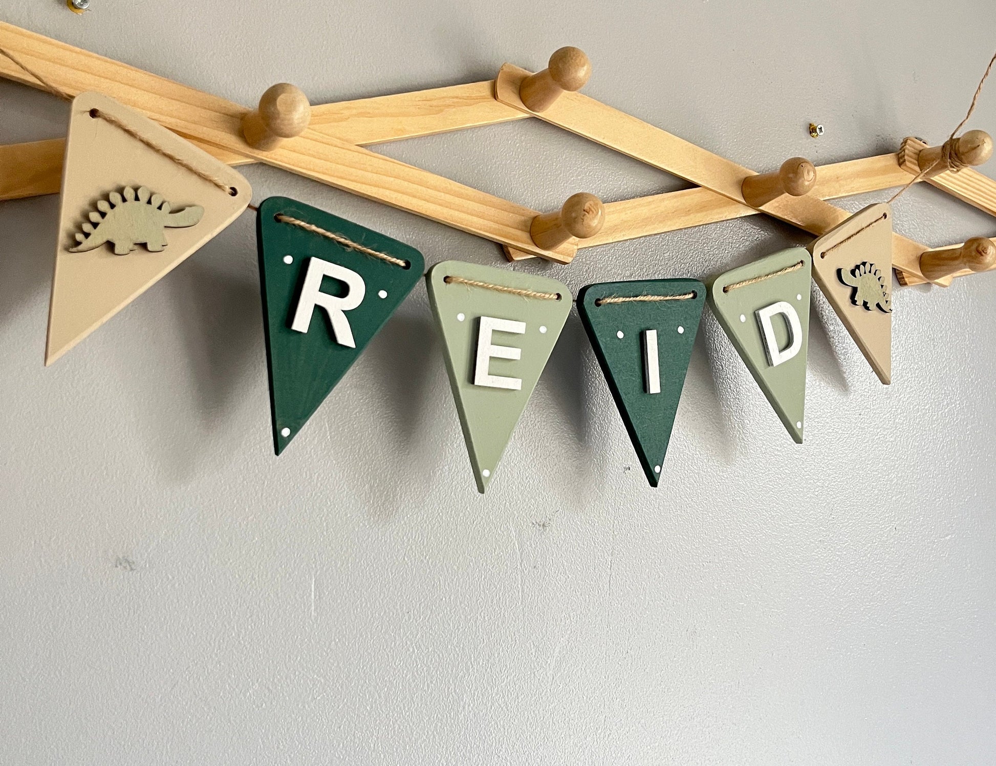 Dinosaur Garland Personalised boy Nursery Decor Dino Name Bunting kids dinosaur bedroom decor custom toddler name sign gift for grandson