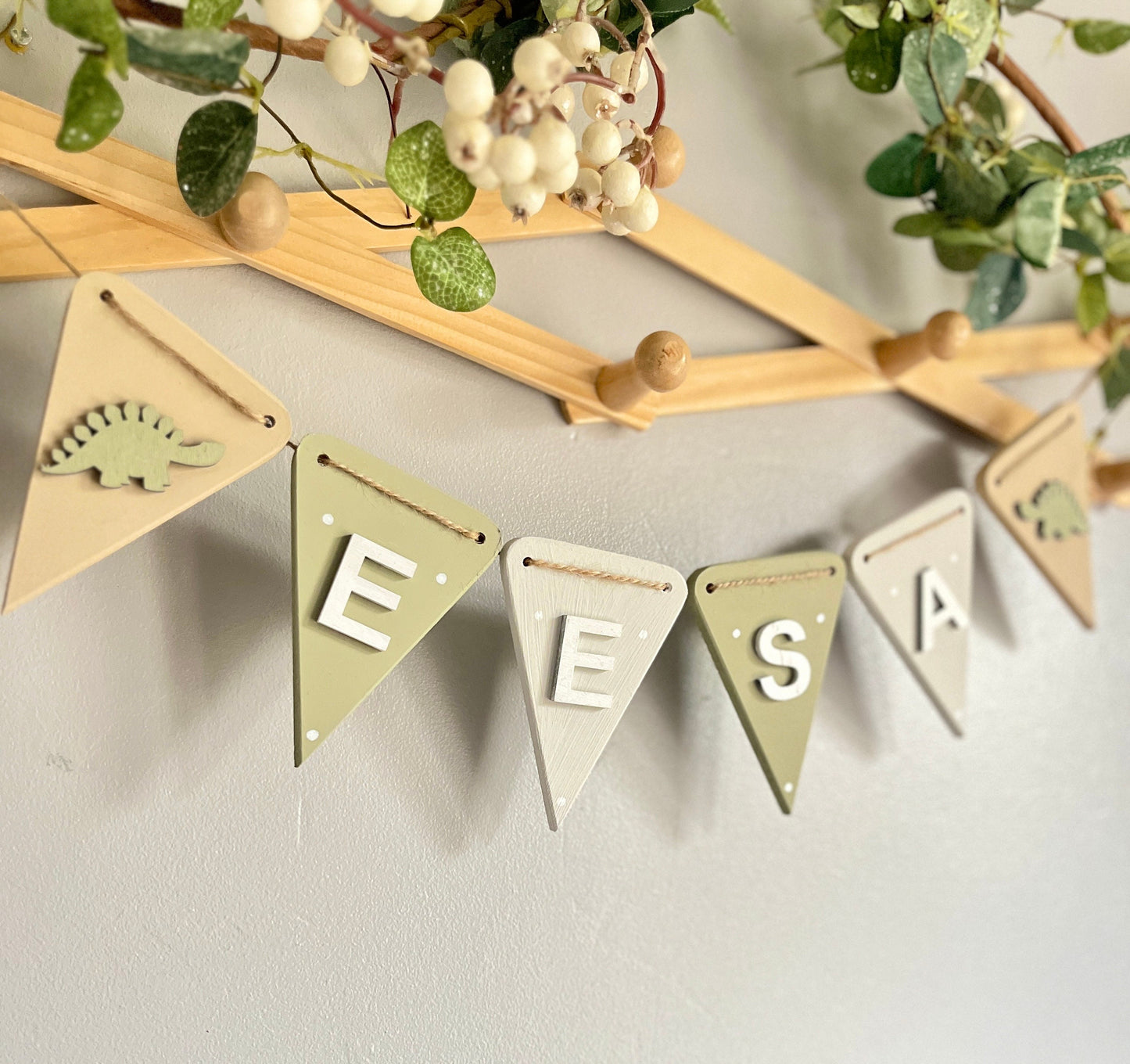 Dinosaur Garland Personalised boy Nursery Decor Dino Name Bunting kids dinosaur bedroom decor custom toddler name sign gift for grandson