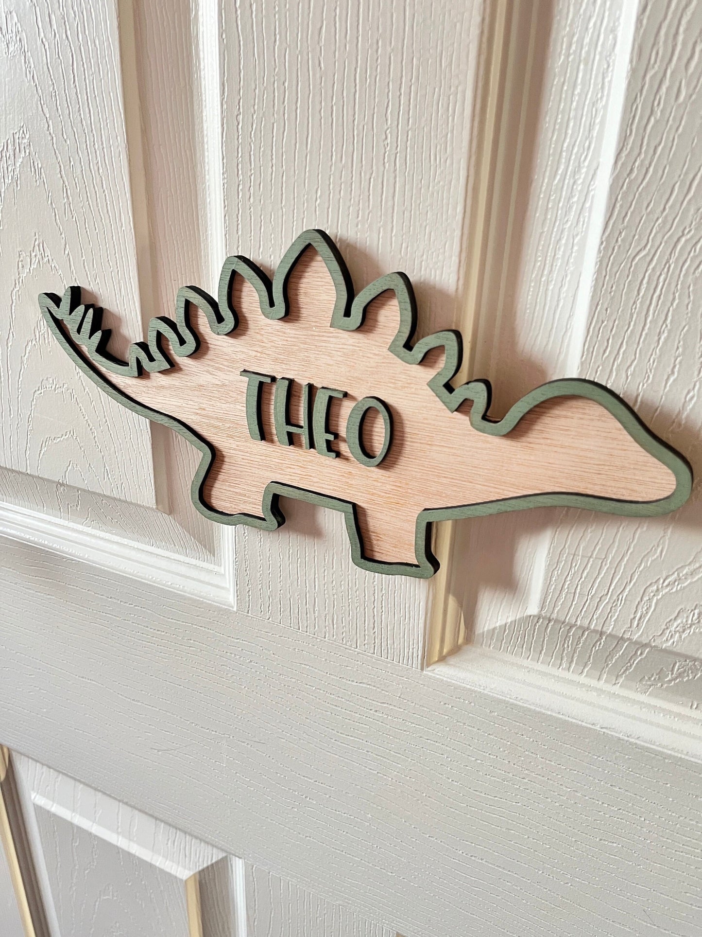 Personalised Dinosaur Door Sign Wooden Nursery Decor dinosaur bedroom decor kids room sign new baby gift for kids toddler boy room decor