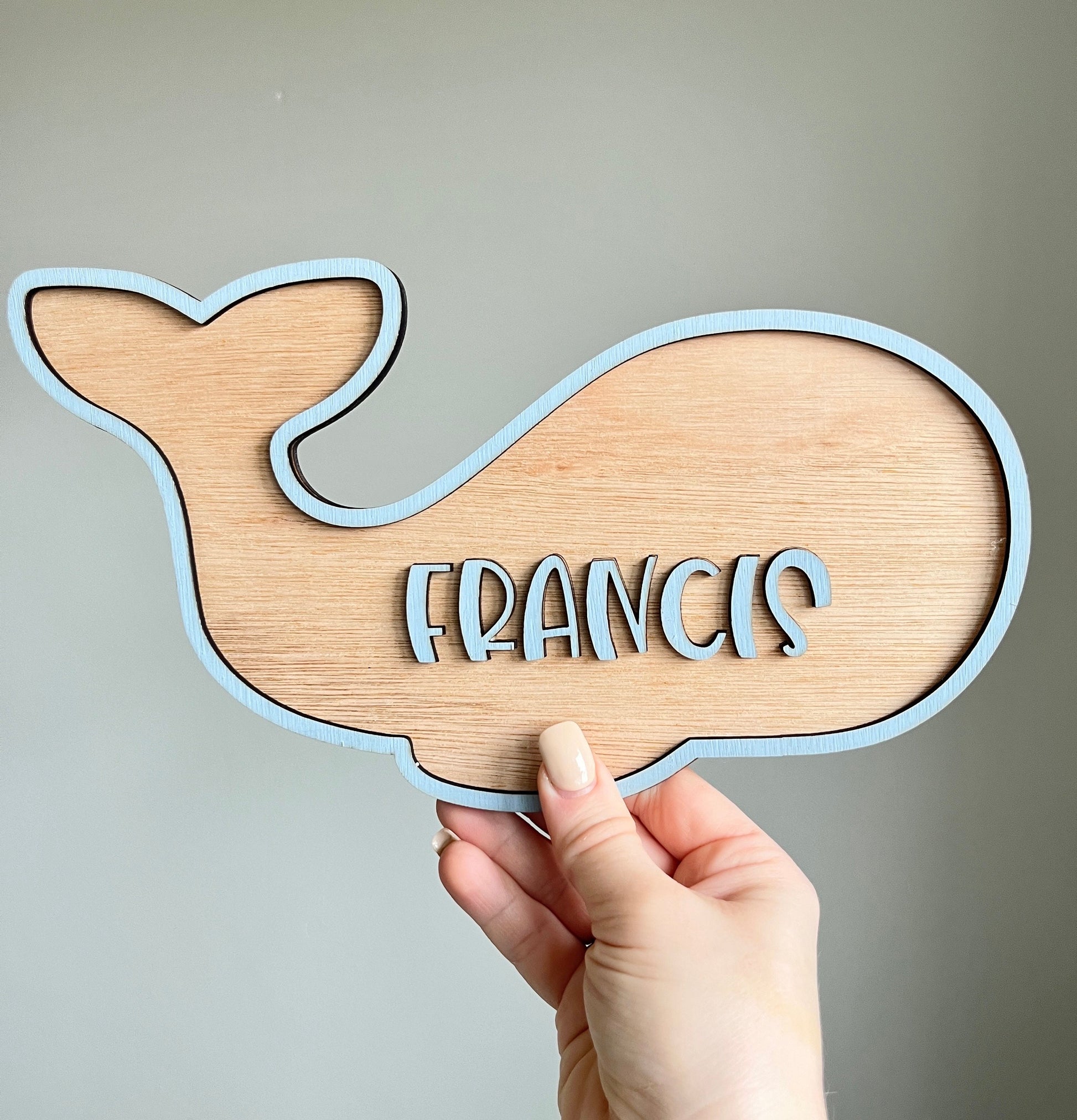 Whale Door sign Personalised Wooden kids name Sign Under the sea Nursery decor Ocean theme bedroom Plaque nursery animal nursery decor