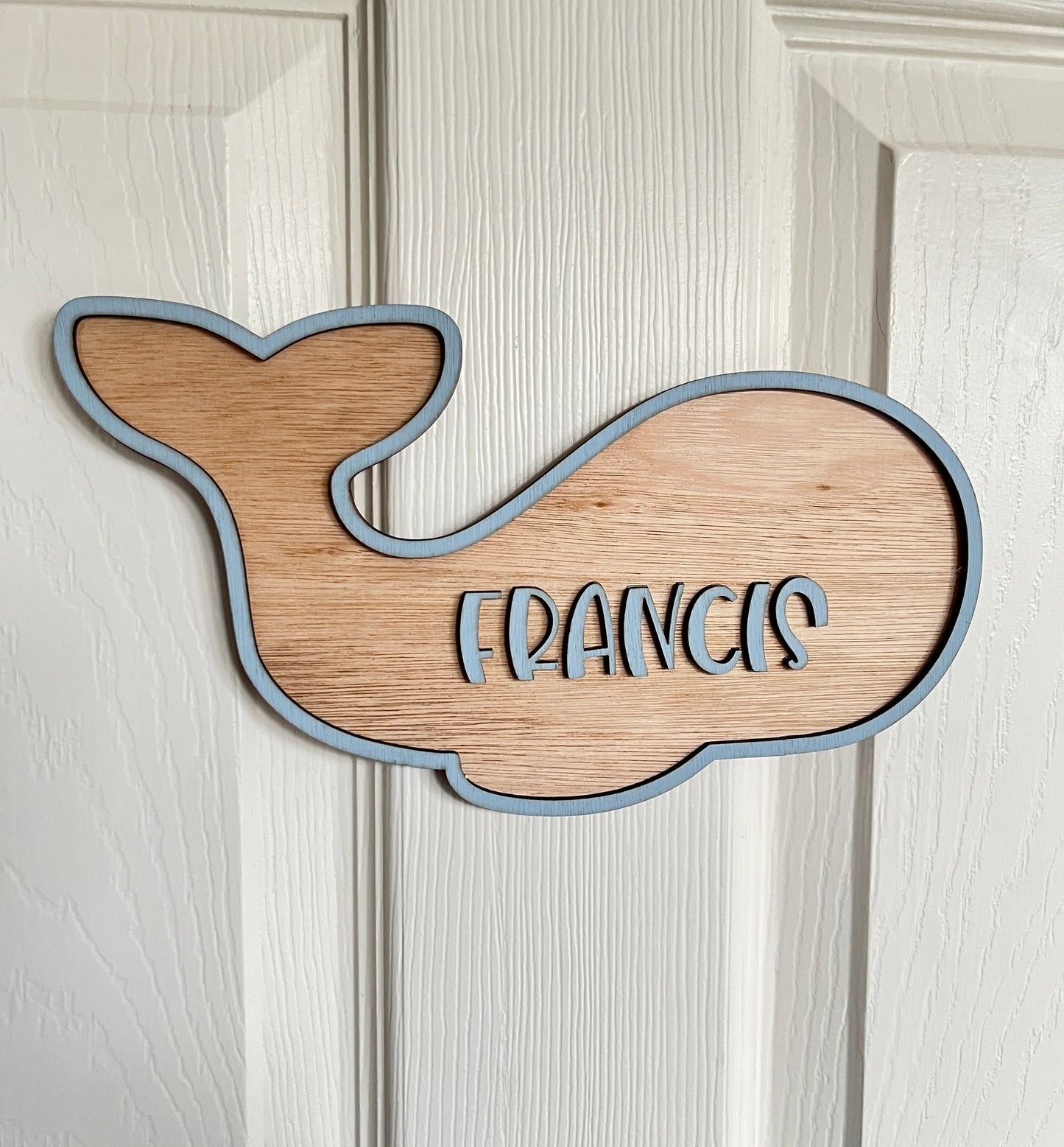Whale Door sign Personalised Wooden kids name Sign Under the sea Nursery decor Ocean theme bedroom Plaque nursery animal nursery decor
