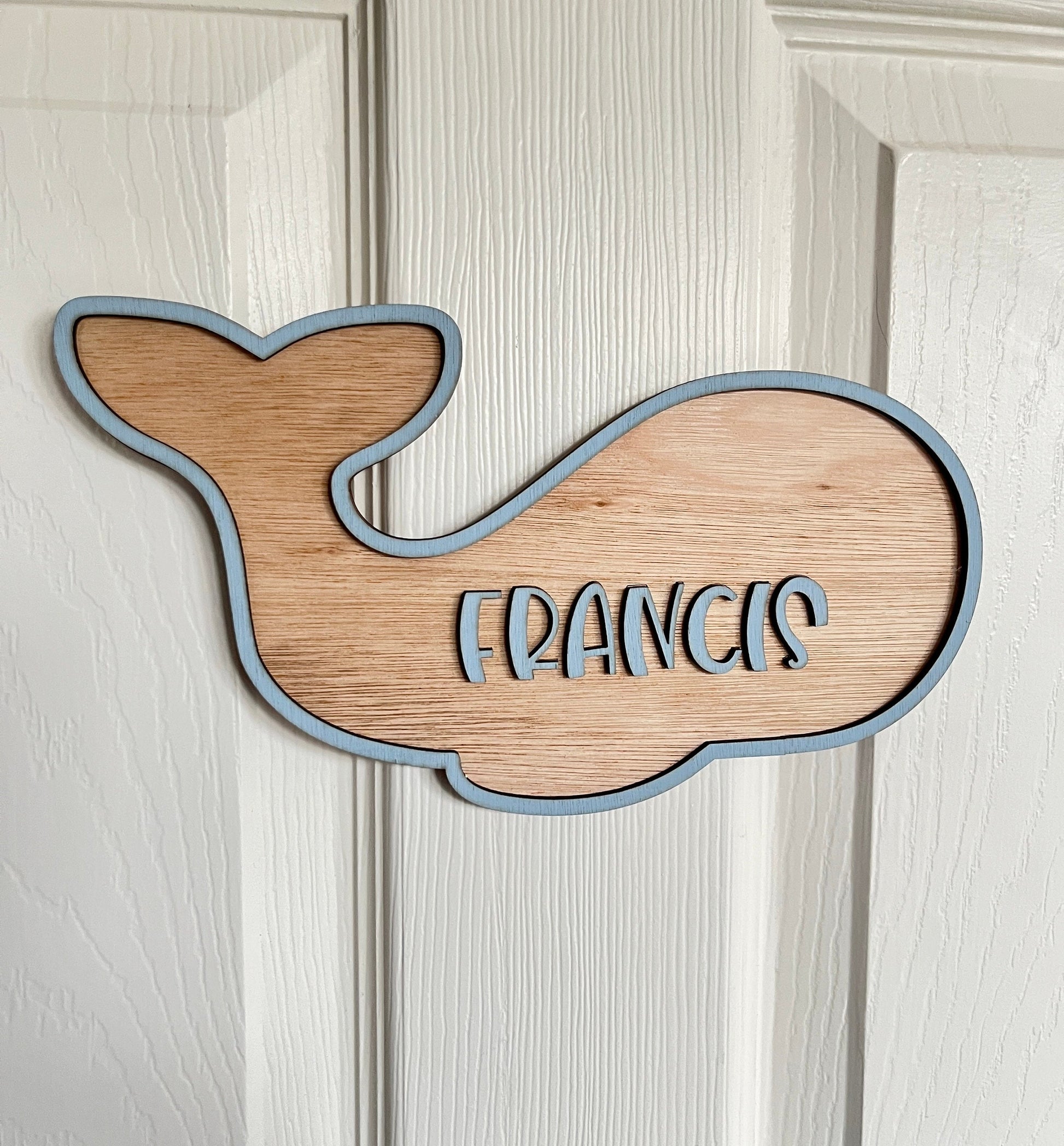 Whale Door sign Personalised Wooden kids name Sign Under the sea Nursery decor Ocean theme bedroom Plaque nursery animal nursery decor