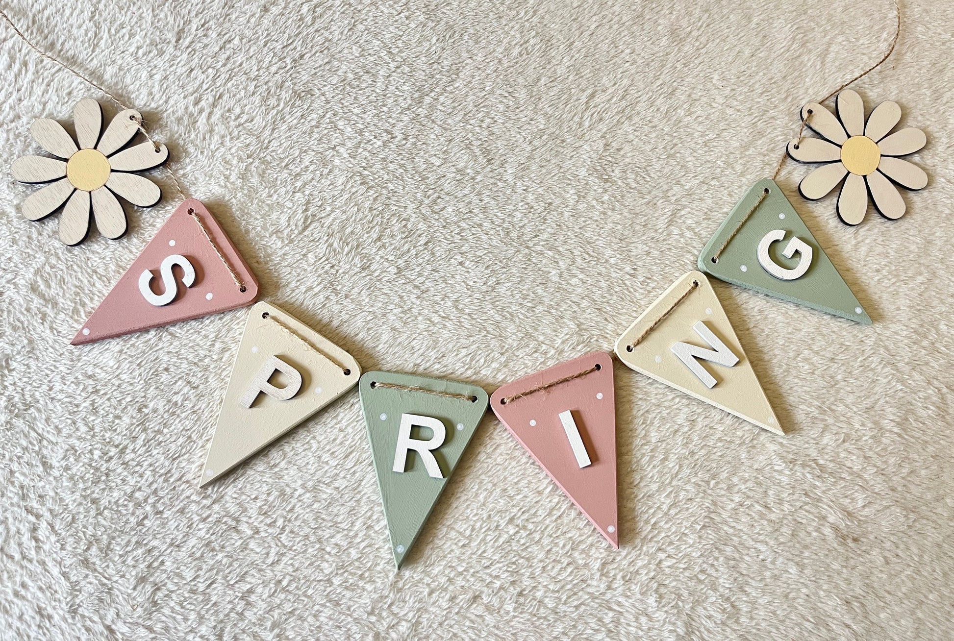 Spring Bunting Easter Garland Decor Pastel Wooden Spring garland for fire place Seasonal garland gift for mother in law Easter decoration