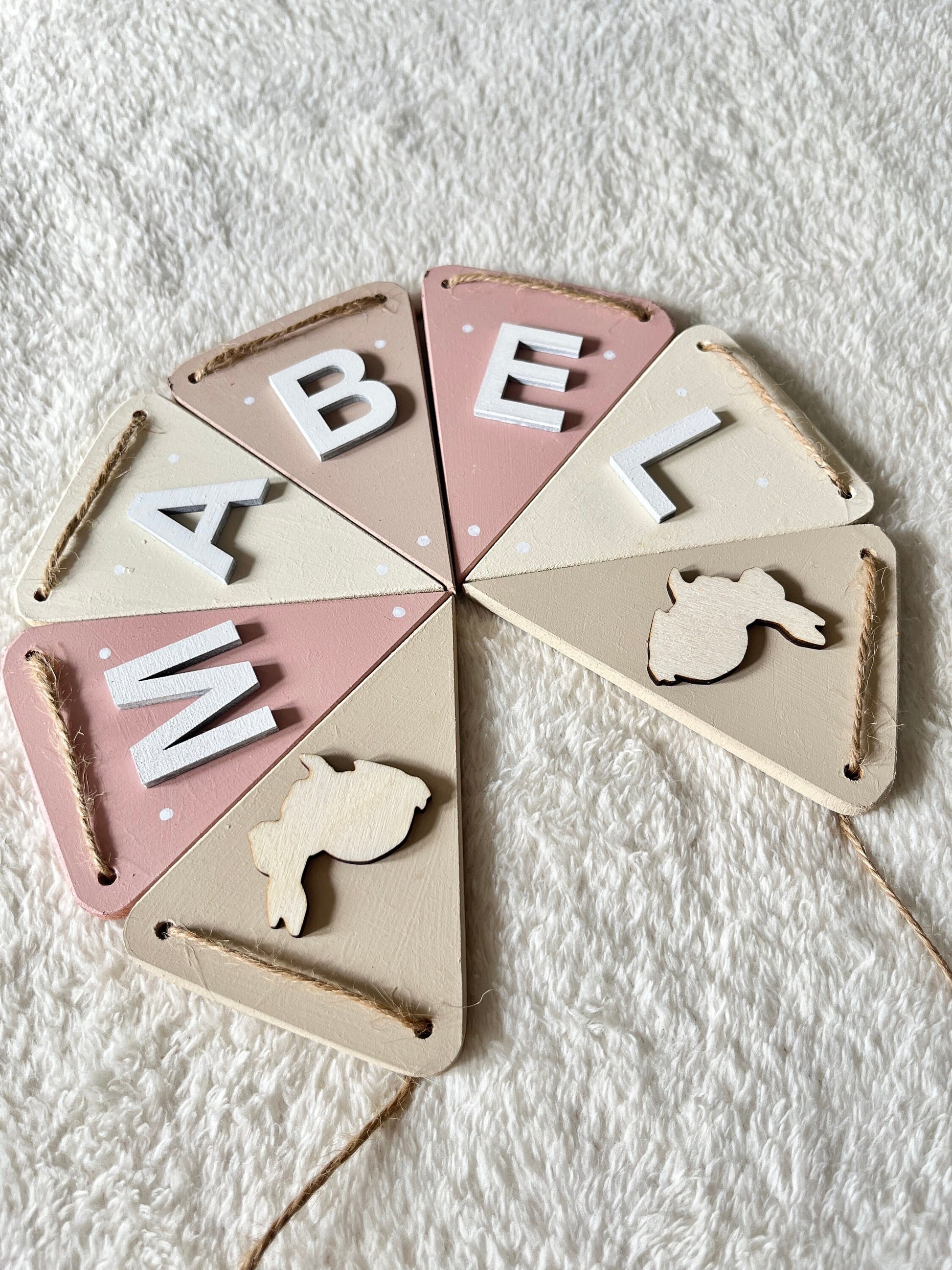 Bunny Name Bunting: Pastel Nursery Garland, Rabbit Decor
