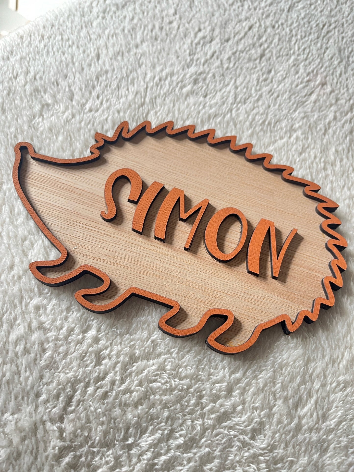 Hedgehog door sign kids woodland Nursery Decor Wooden Woodland Animal Name Sign personalised toddler boys  bedroom gift idea for 3 year old