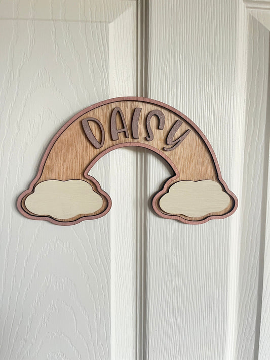 Personalised Wooden Rainbow Name Sign: Baby Girl Nursery Decor,kids name sign,wooden name plaque