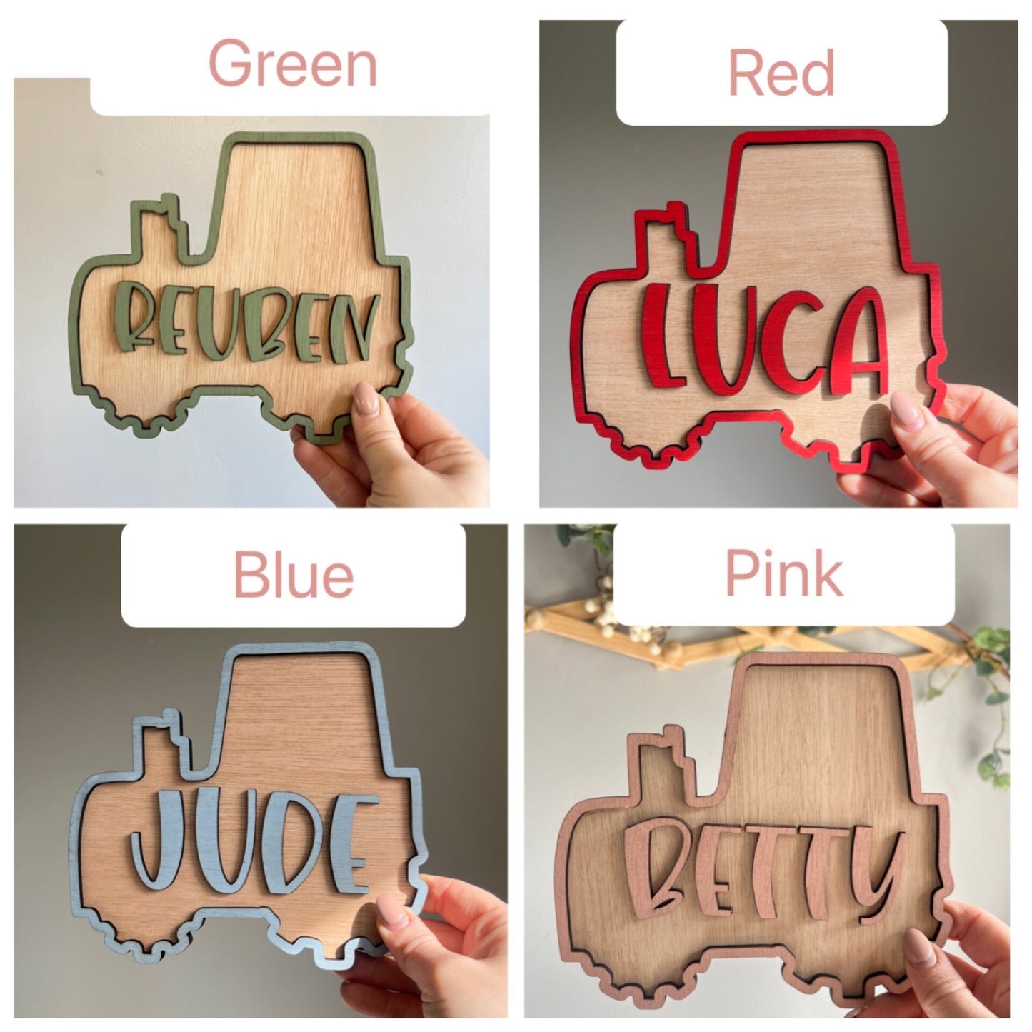 Tractor Name Sign Personalised Farm Nursery Decor toddler Farm yard wooden door sign Boys bedroom door Plaque gift for grandson 1st birthday