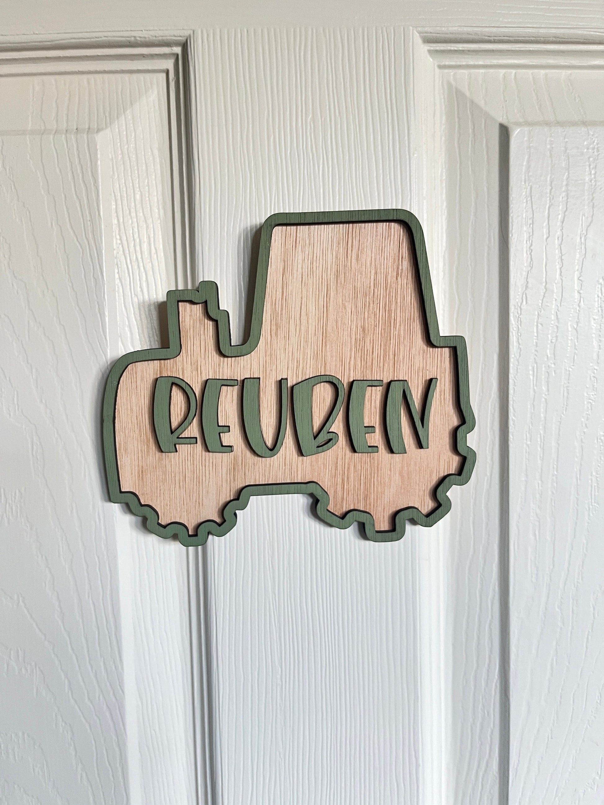 Tractor Name Sign Personalised Farm Nursery Decor toddler Farm yard wooden door sign Boys bedroom door Plaque gift for grandson 1st birthday