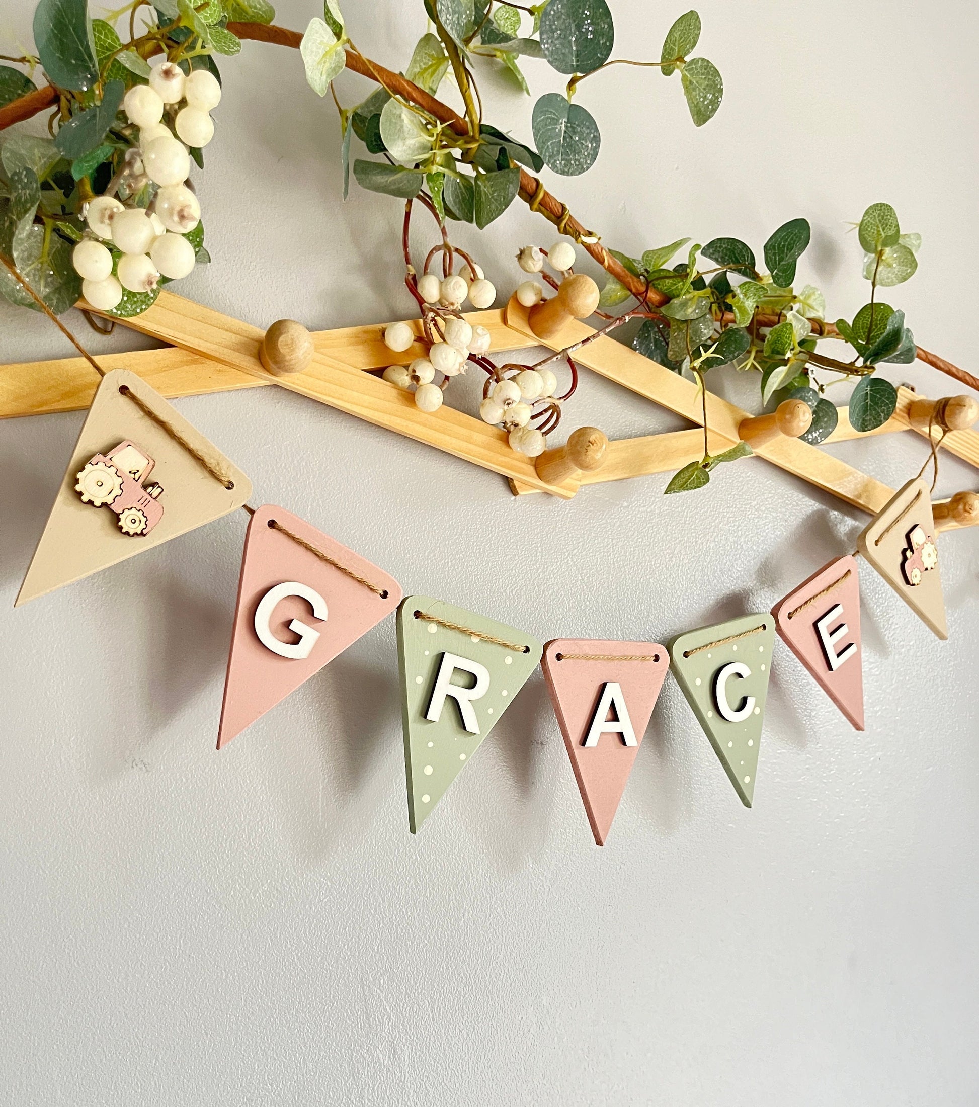 Personalised Farm Bunting Tractor Nursery Garland farmyard animal nursery decor boys tractor bedroom decoration gift baby boy farm nursery