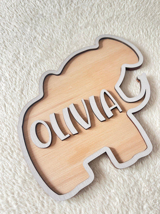 Personalised Elephant Door Sign: Safari Nursery Decor, Custom Name Plaque