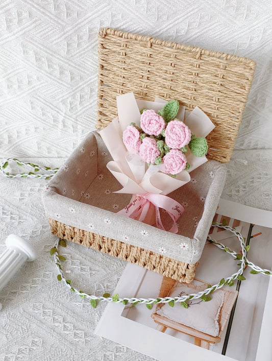 Handmade Crochet Flower Bouquet in Gift Box