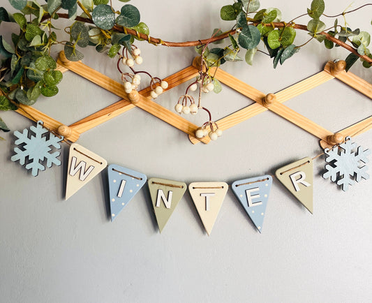Winter bunting decor Winter garland for Party decorations wooden bunting winter decorations for tree gift for mother-in-law for home decor