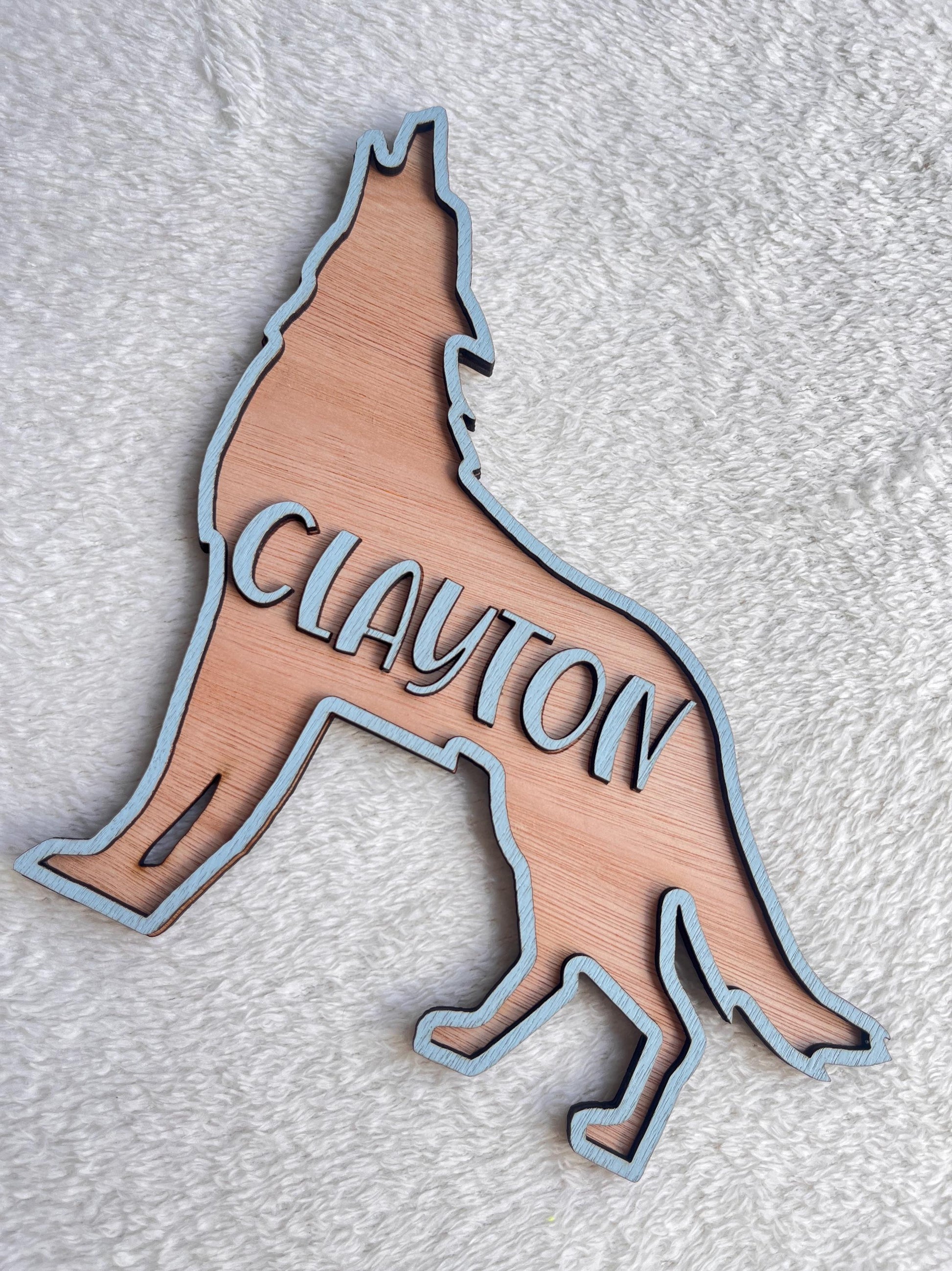 Personalised Wolf Name Sign boys Decor Woodland bedroom plaque woodland door sign Gift for animal lover boy custom bedroom decoration