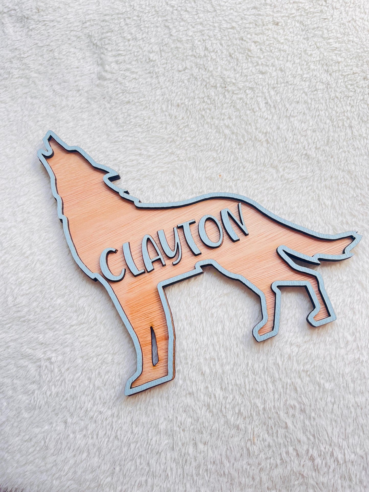 Personalised Wolf Name Sign boys Decor Woodland bedroom plaque woodland door sign Gift for animal lover boy custom bedroom decoration