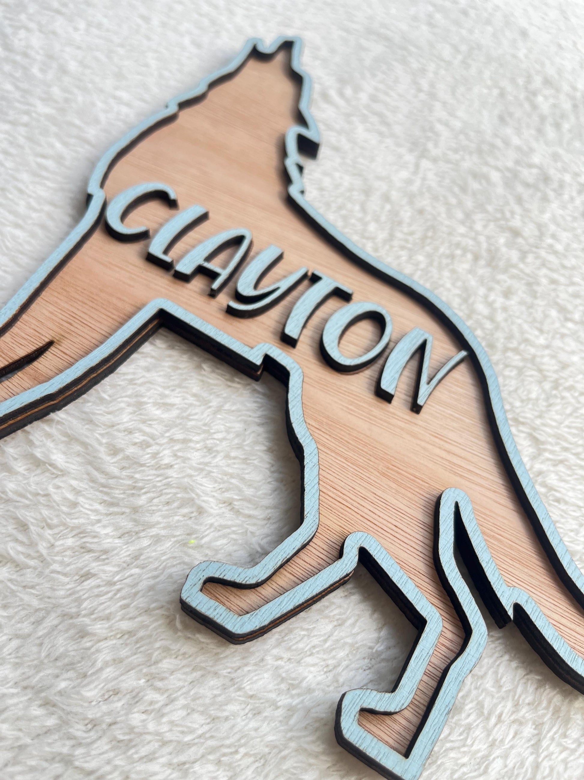 Personalised Wolf Name Sign boys Decor Woodland bedroom plaque woodland door sign Gift for animal lover boy custom bedroom decoration