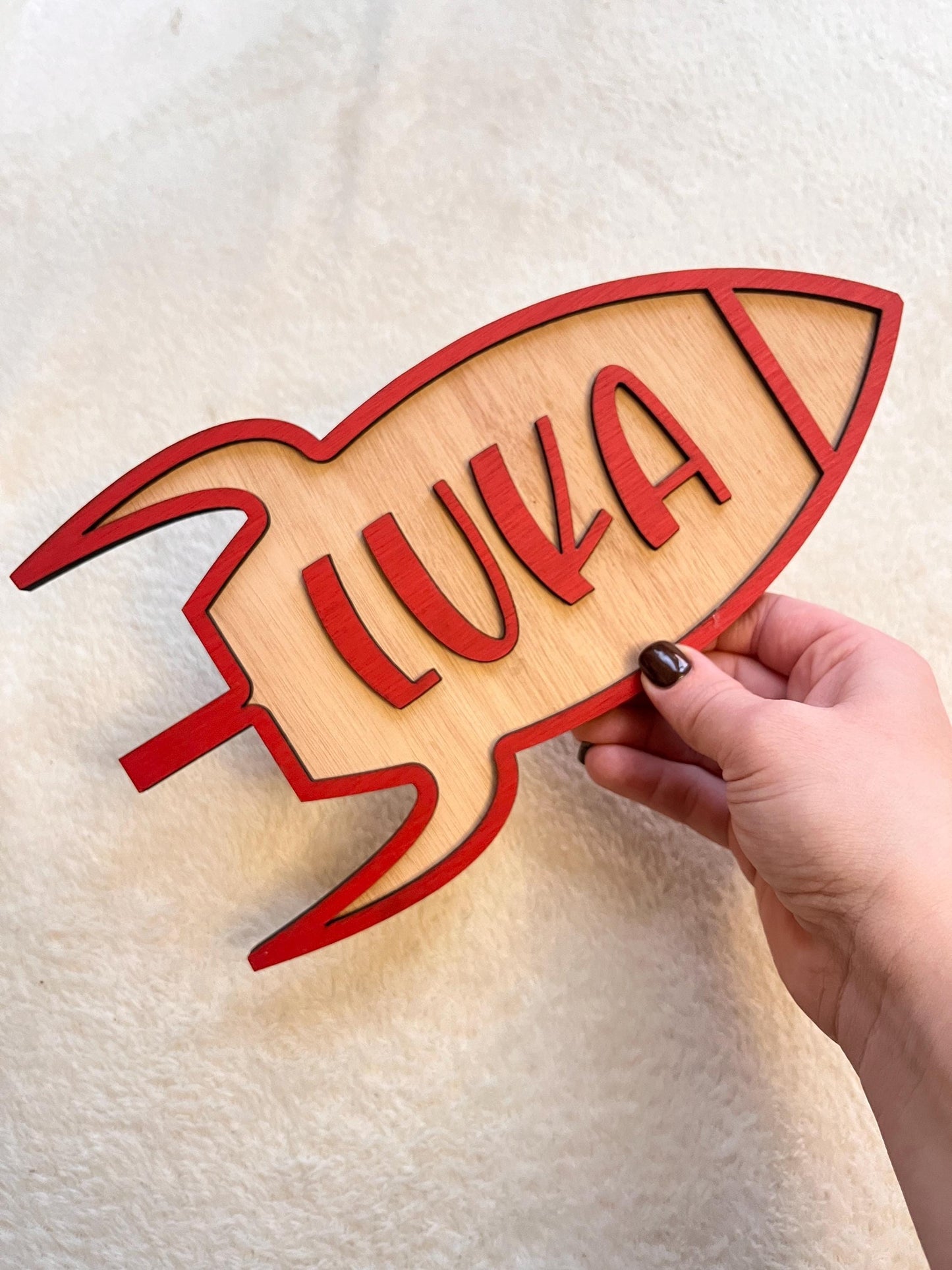 Rocket Door Sign Personalised Space Nursery Decor Custom Name Plaque wooden Rocket name sign gift for baby boy space bedroom decoration