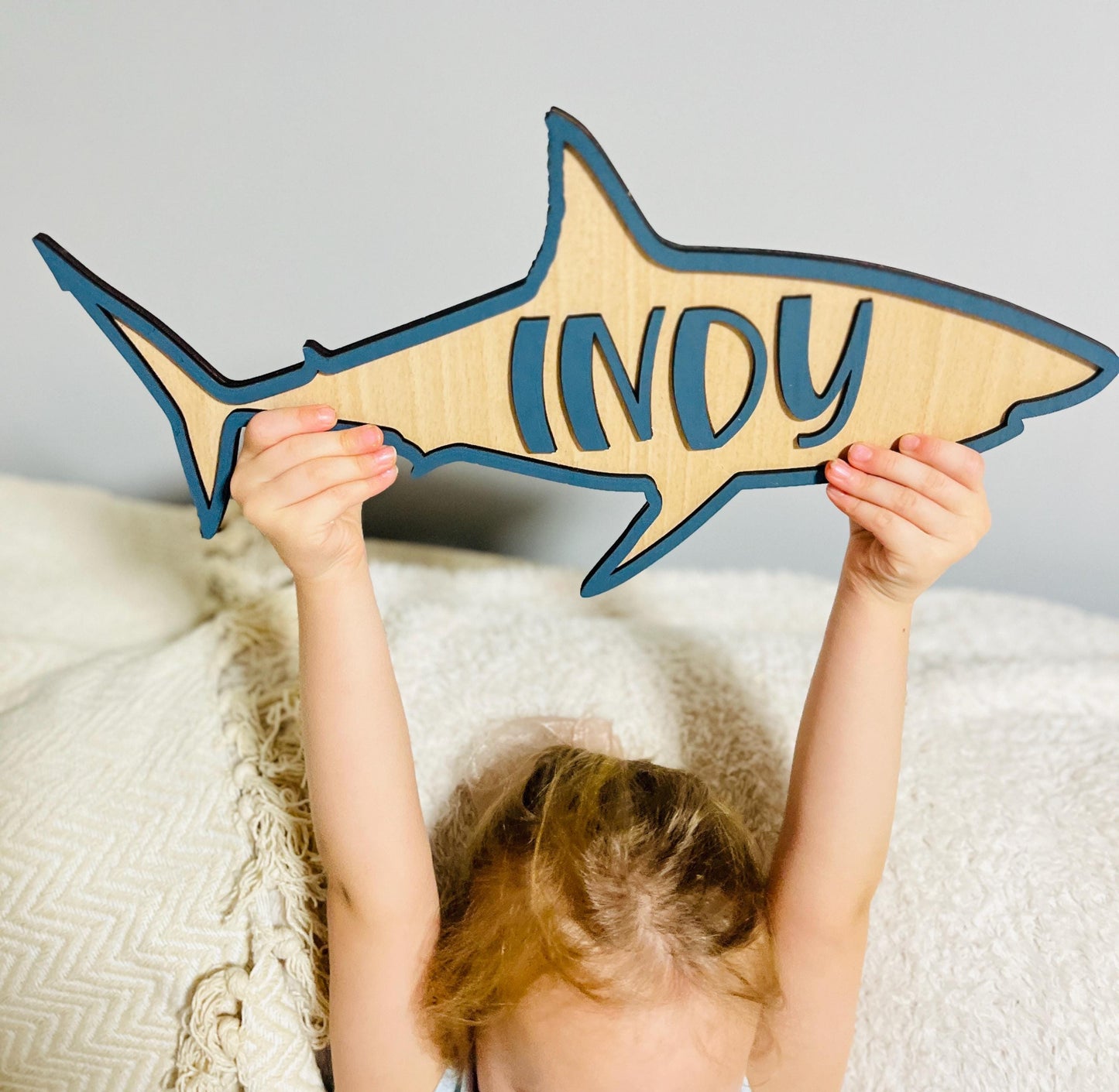 Shark Name Sign: Wooden Ocean Nursery Decor, Personalized Girl's Gift