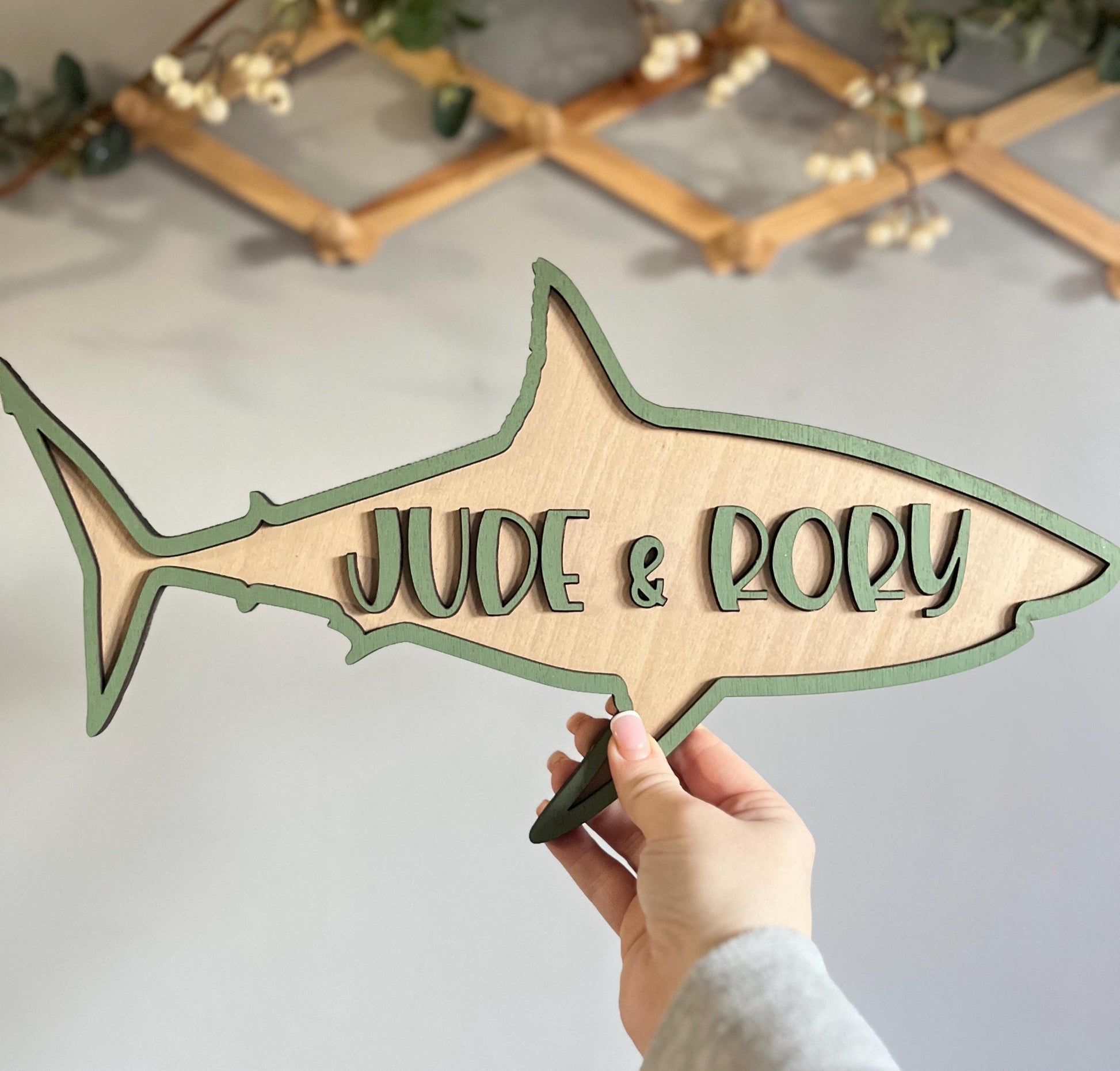 Shark Name Sign: Wooden Ocean Nursery Decor, Personalized Girl's Gift