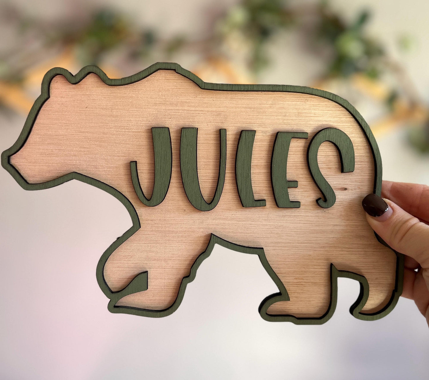 Personalised Bear Name Sign Woodland Nursery Decor baby room decor kid name sign wood bear door sign gift for son animal nursery decoration