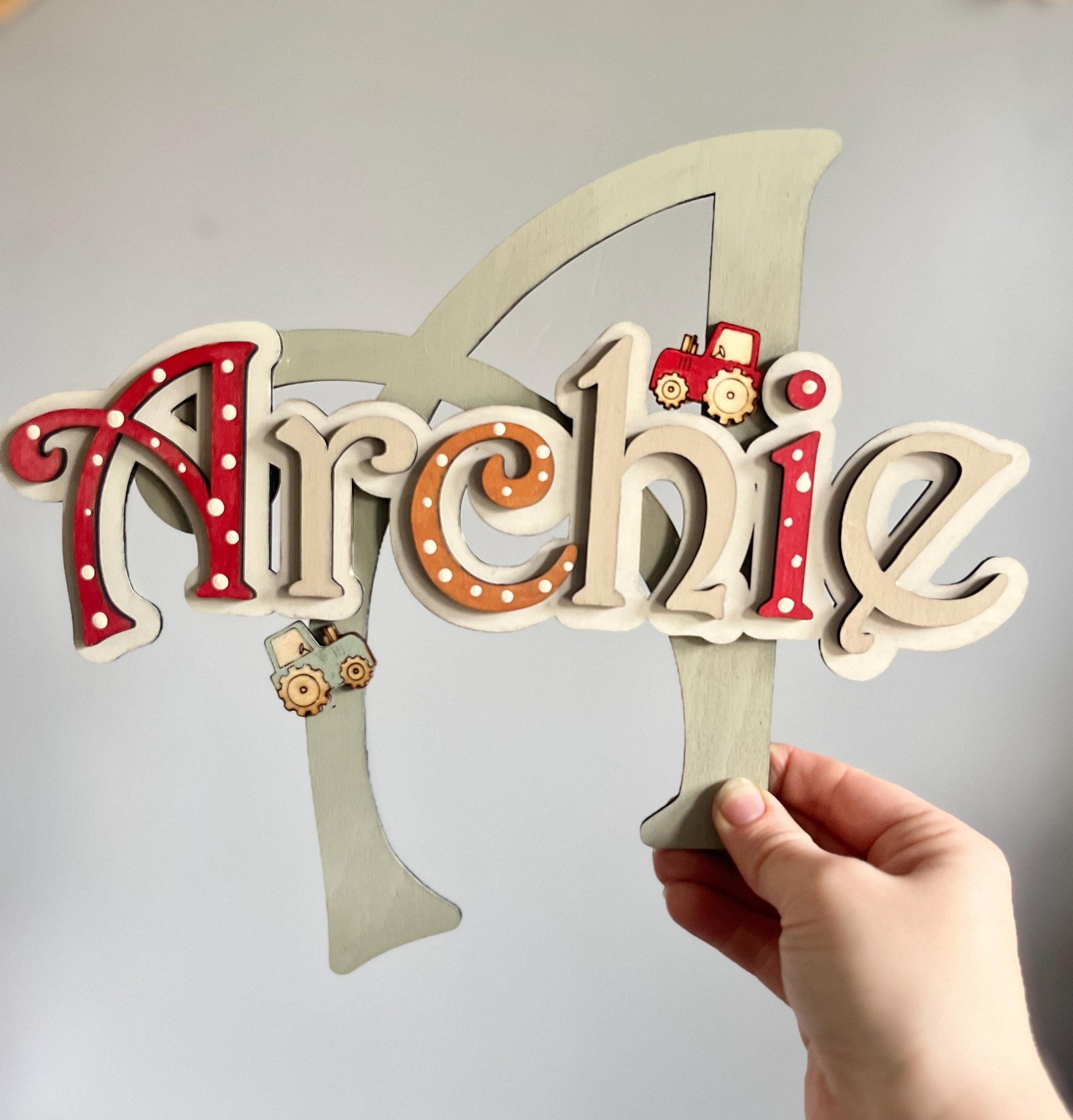 Custom Farm Door Sign: Wooden Name, Tractor Nursery Decor