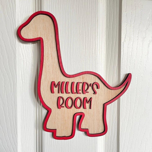 Personalised Dinosaur Door Sign Wooden Nursery Decor dinosaur bedroom decor kids room sign new baby gift for kids toddler boy room decor