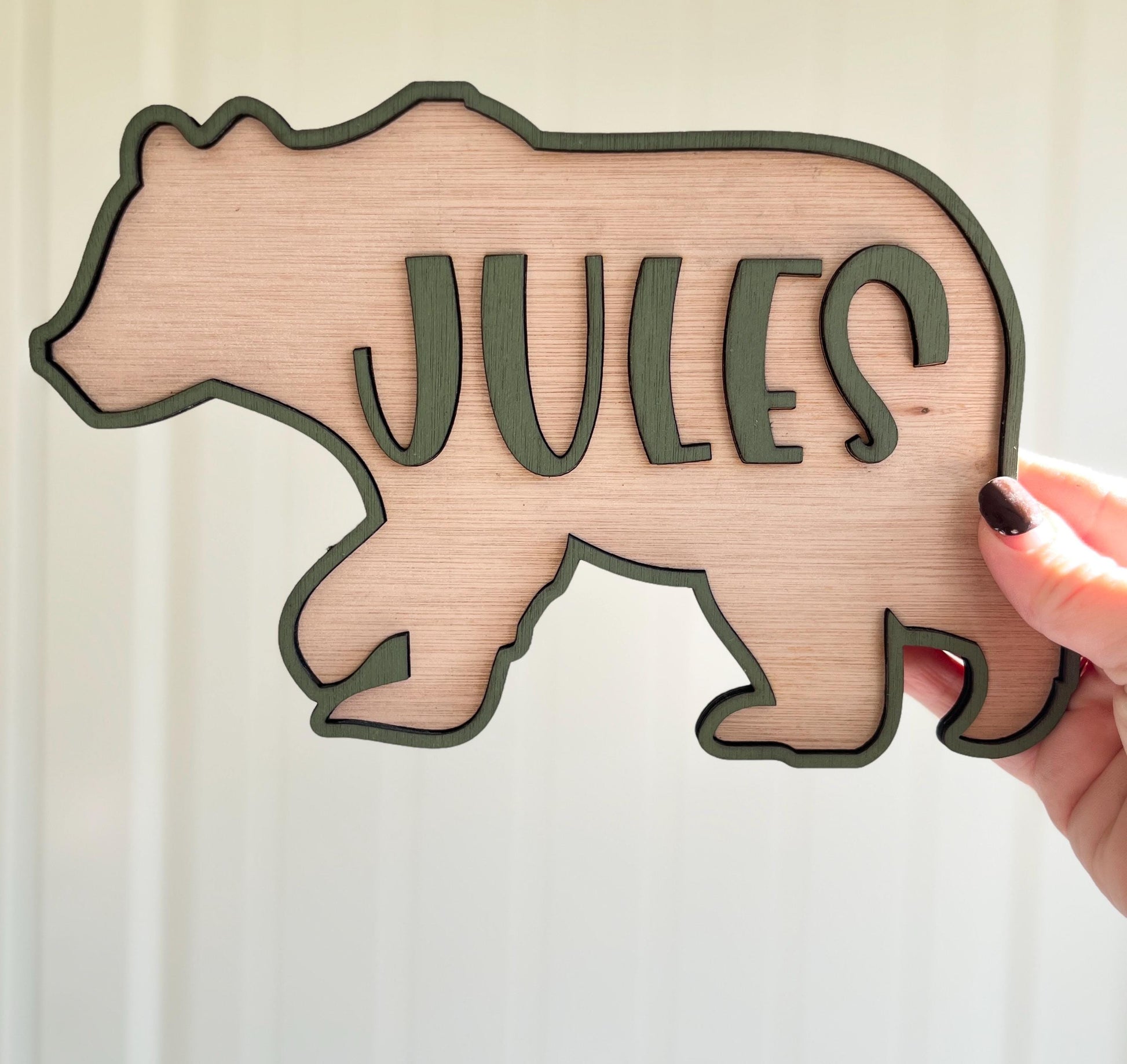 Personalised Bear Name Sign Woodland Nursery Decor baby room decor kid name sign wood bear door sign gift for son animal nursery decoration