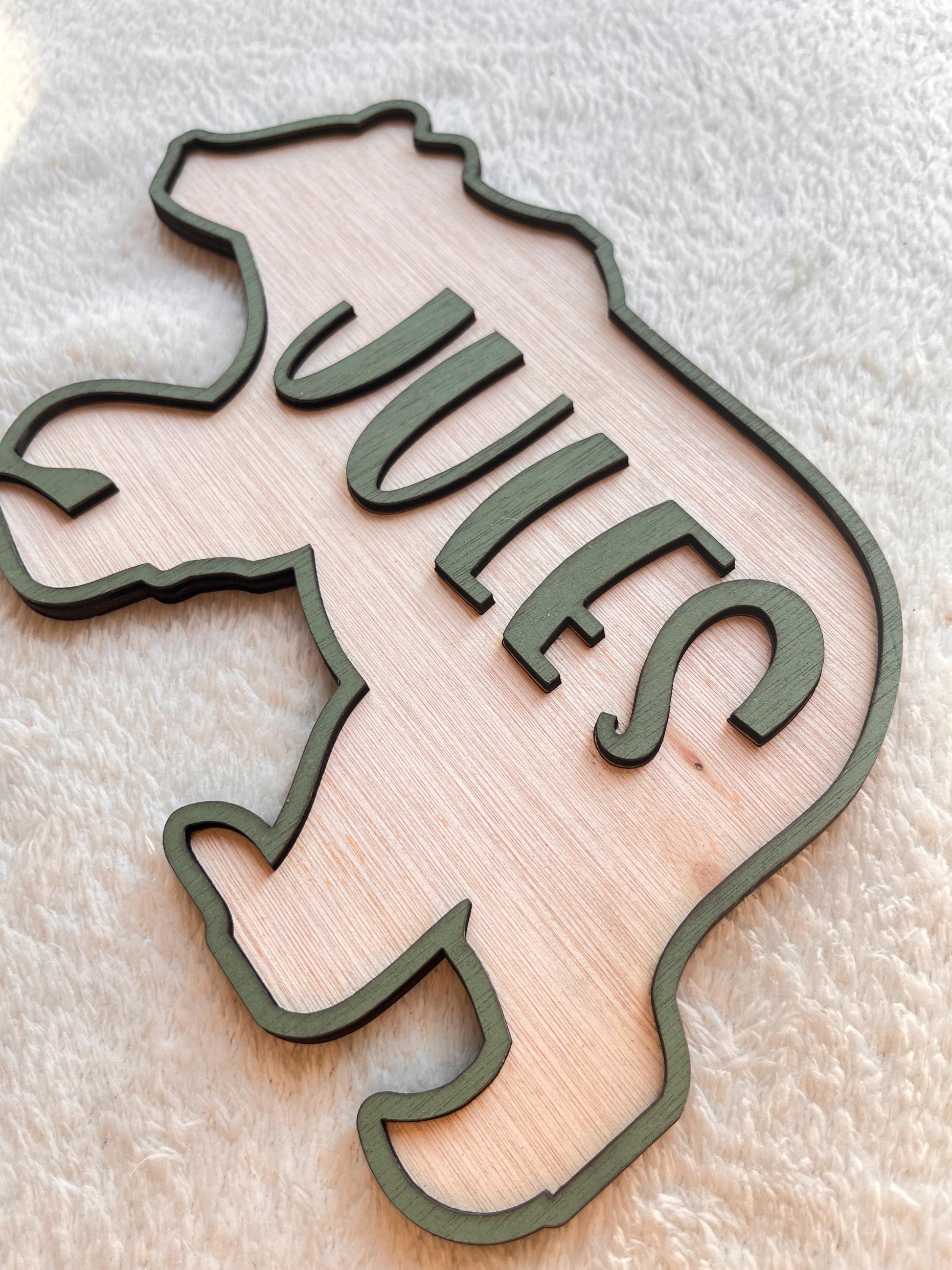 Personalised Bear Name Sign Woodland Nursery Decor baby room decor kid name sign wood bear door sign gift for son animal nursery decoration