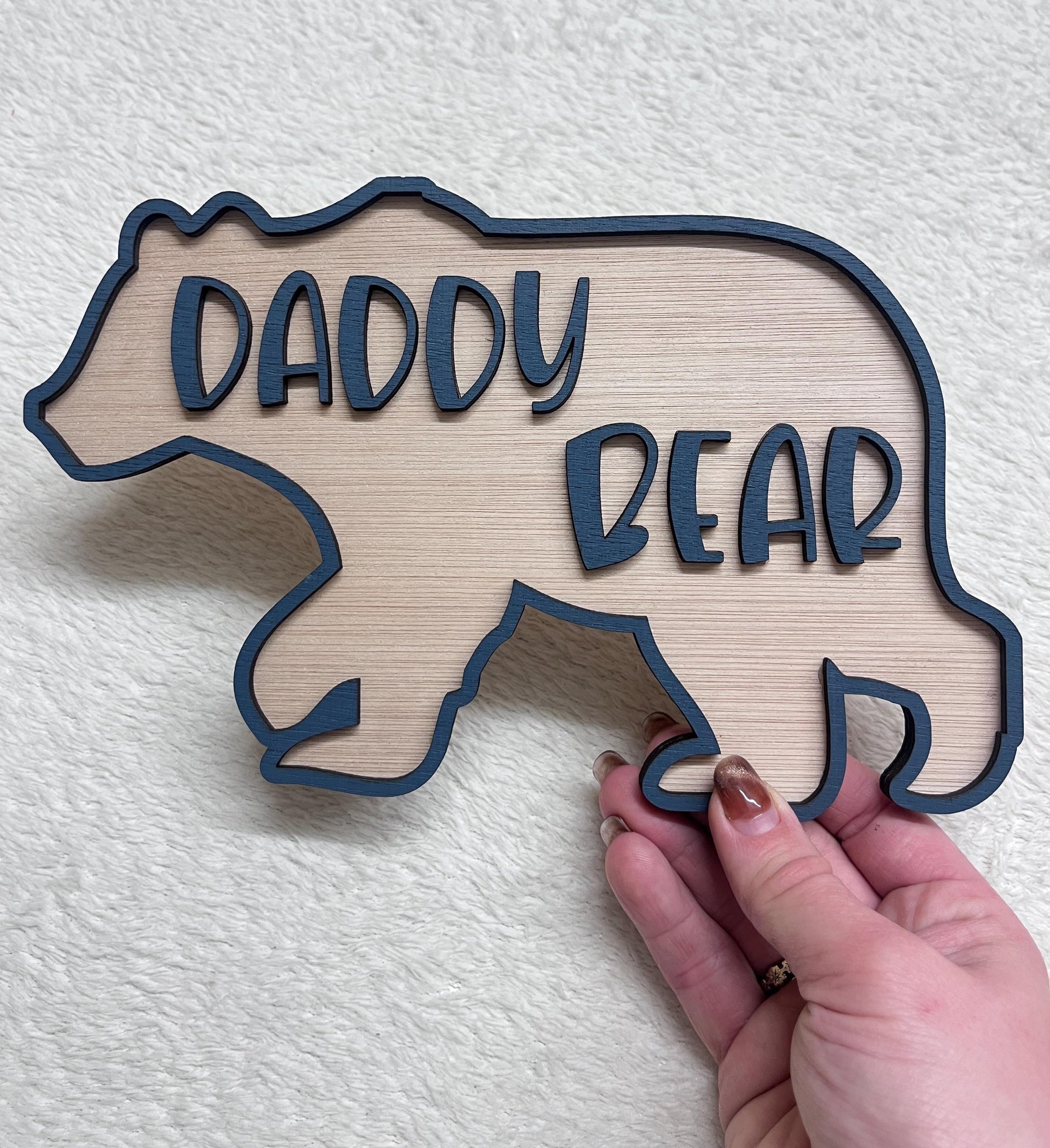 Daddy bear sign farther s Day sign for dads office Father s Day gift for man cave from son personalised name sign for daddy first plaque
