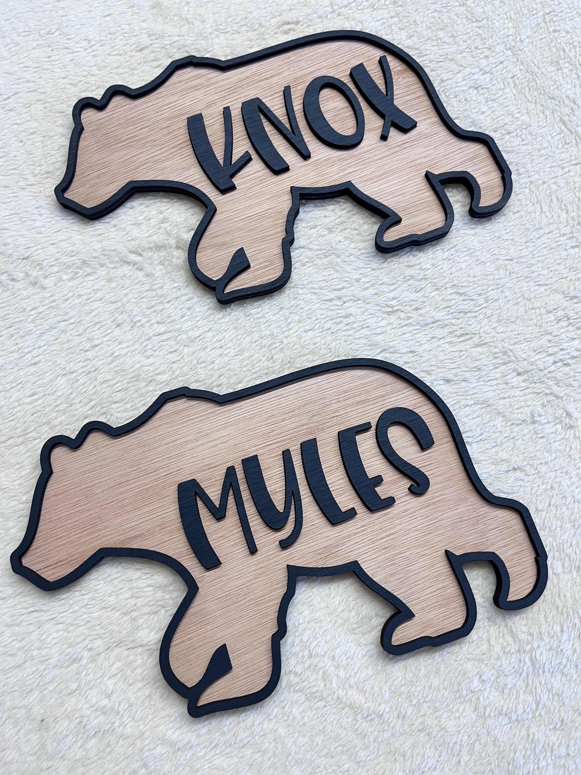 Personalised Bear Name Sign Woodland Nursery Decor baby room decor kid name sign wood bear door sign gift for son animal nursery decoration