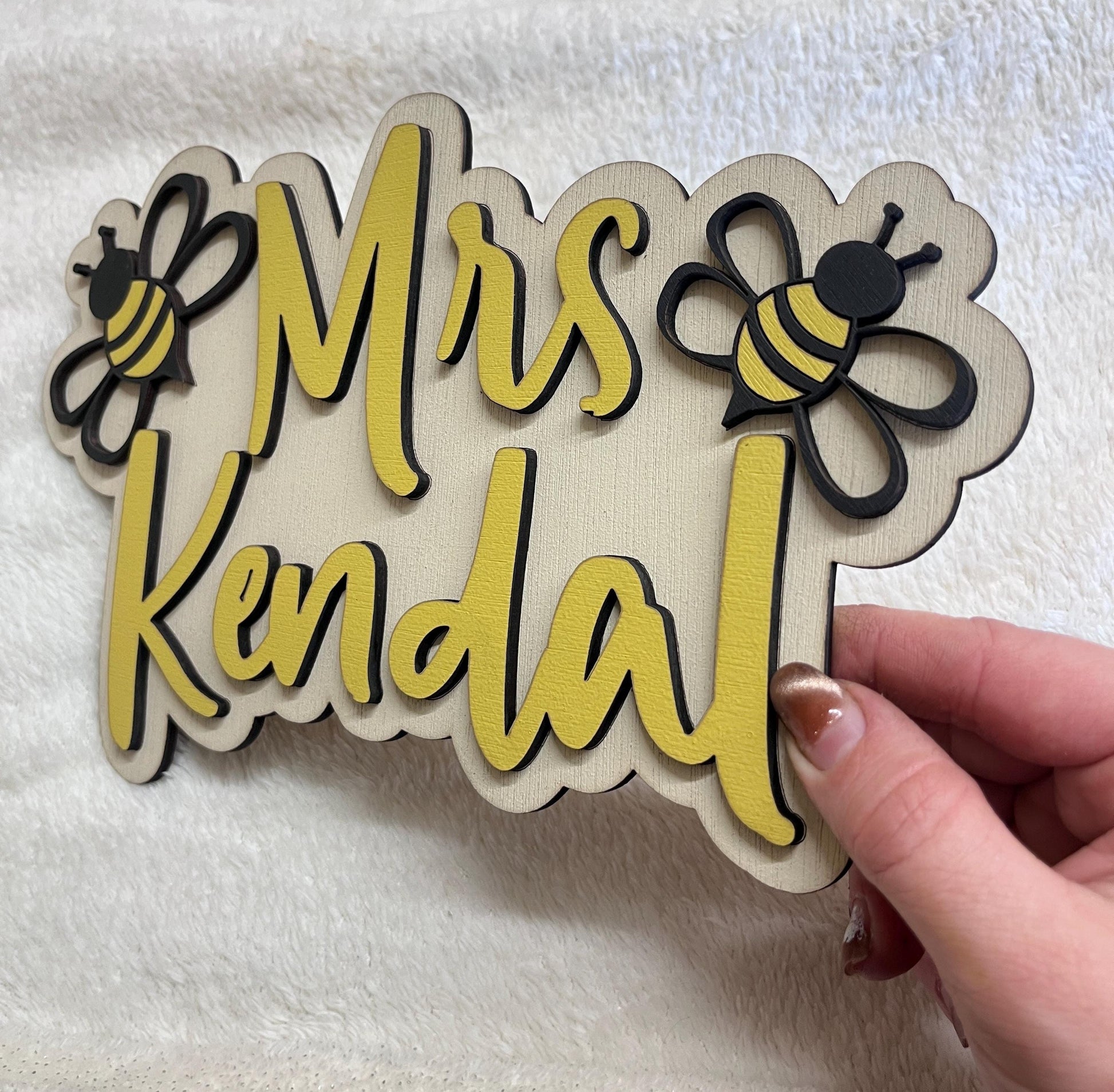 Teachers gift Bee door sign Personalised Classroom name sign for teacher end of year gift Thank you present teacher plaque teacher name sign