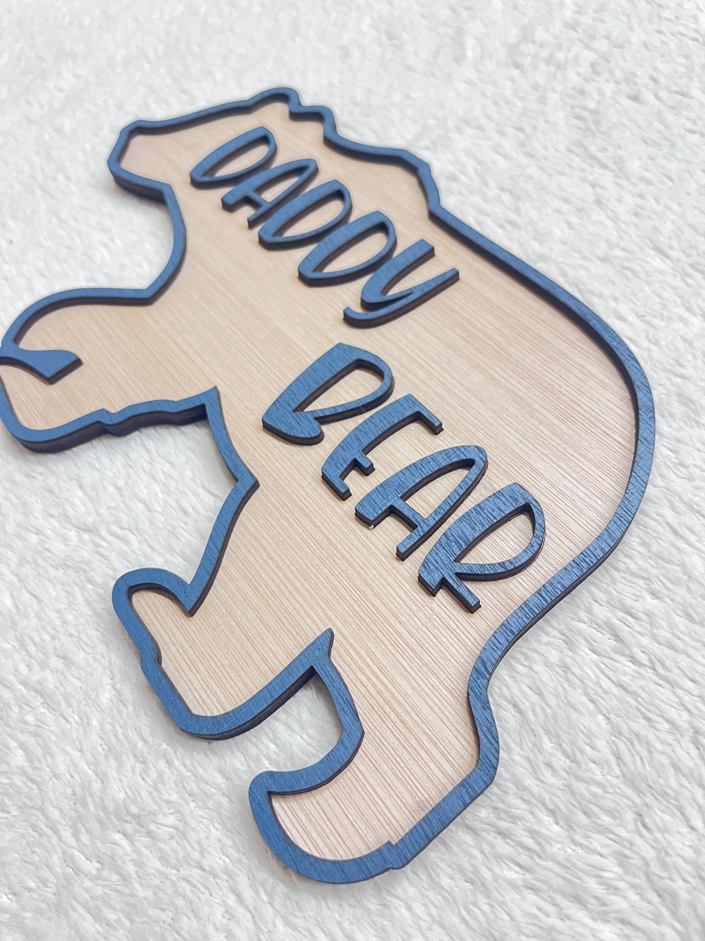 Daddy bear sign farther s Day sign for dads office Father s Day gift for man cave from son personalised name sign for daddy first plaque